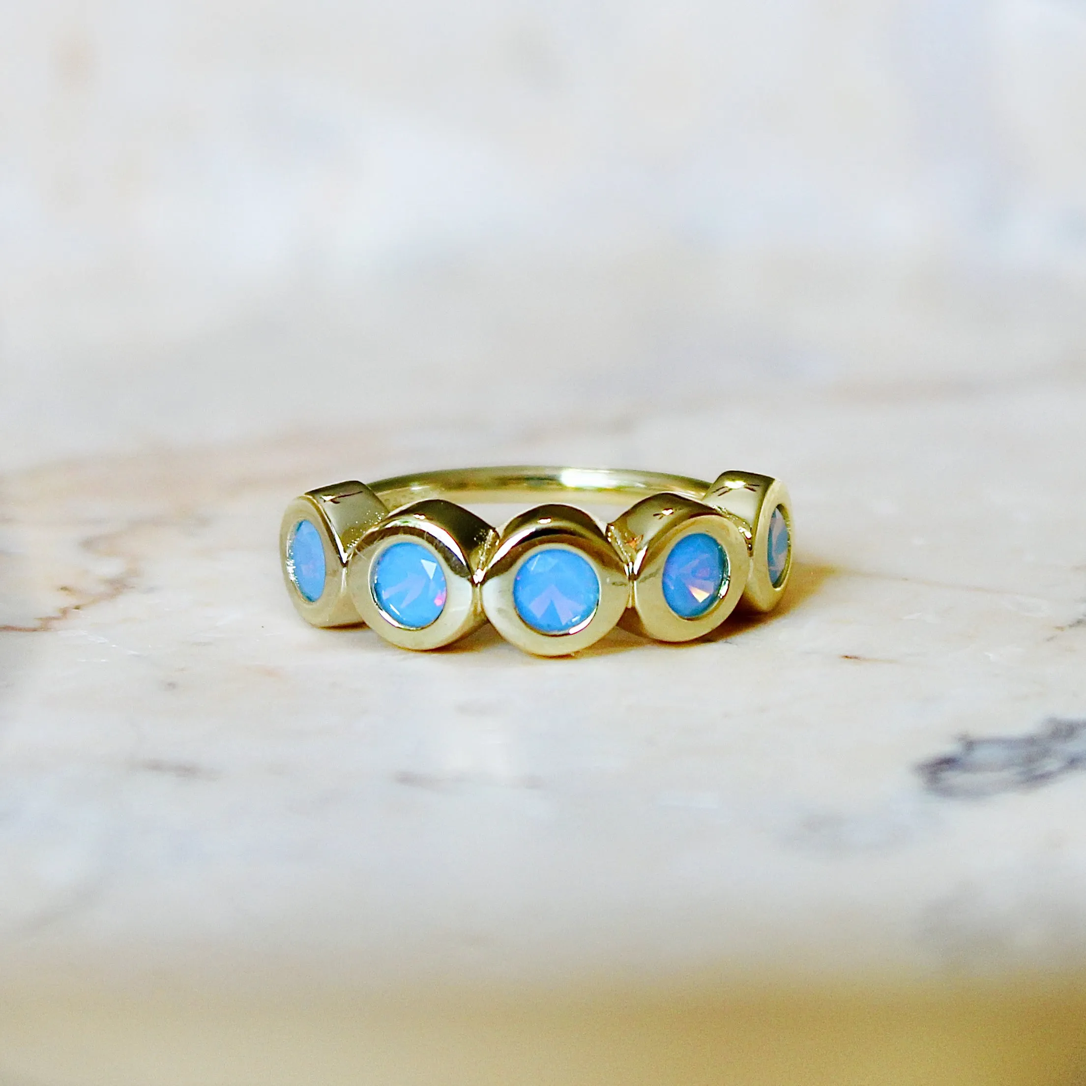 Blue Opal Bezel Ring