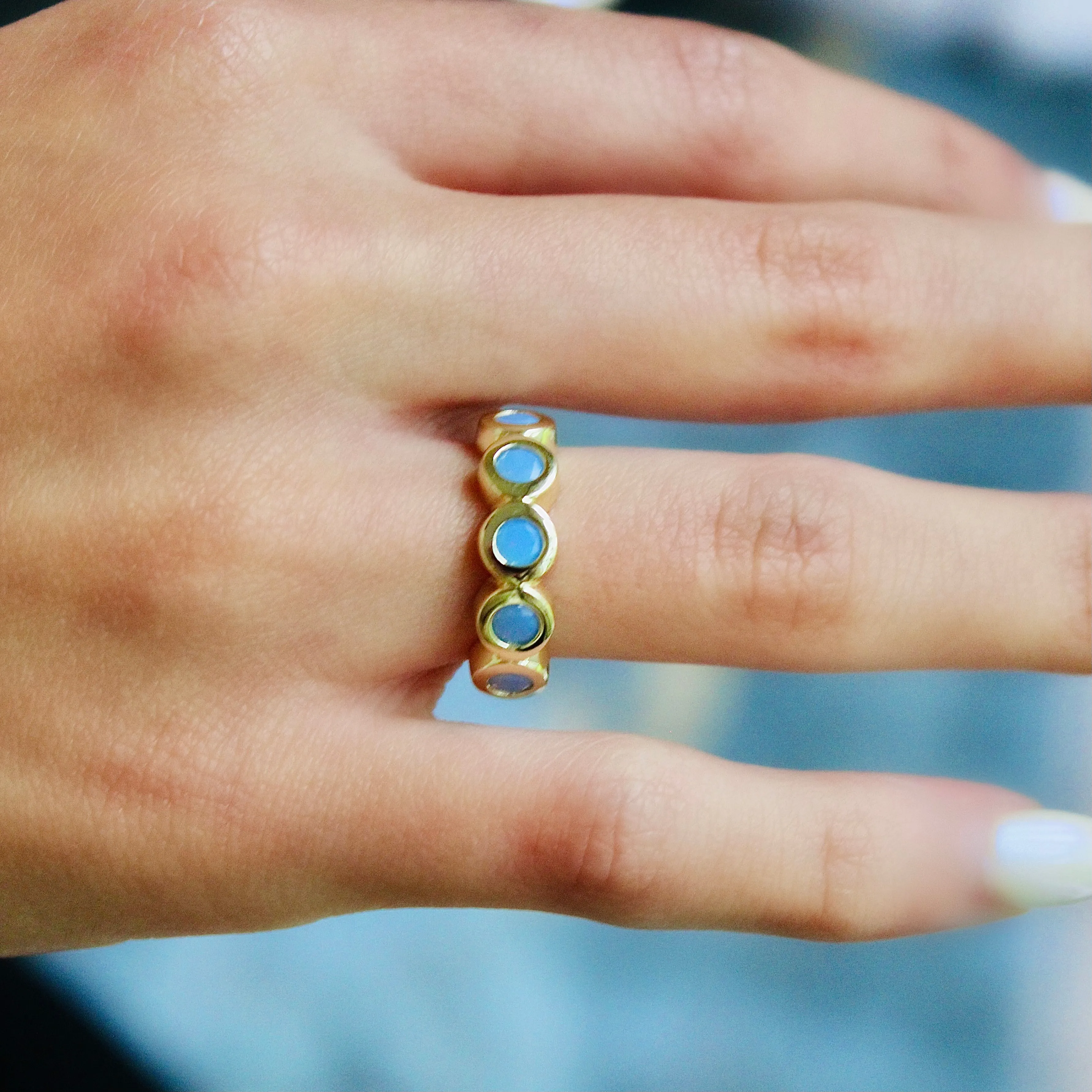 Blue Opal Bezel Ring