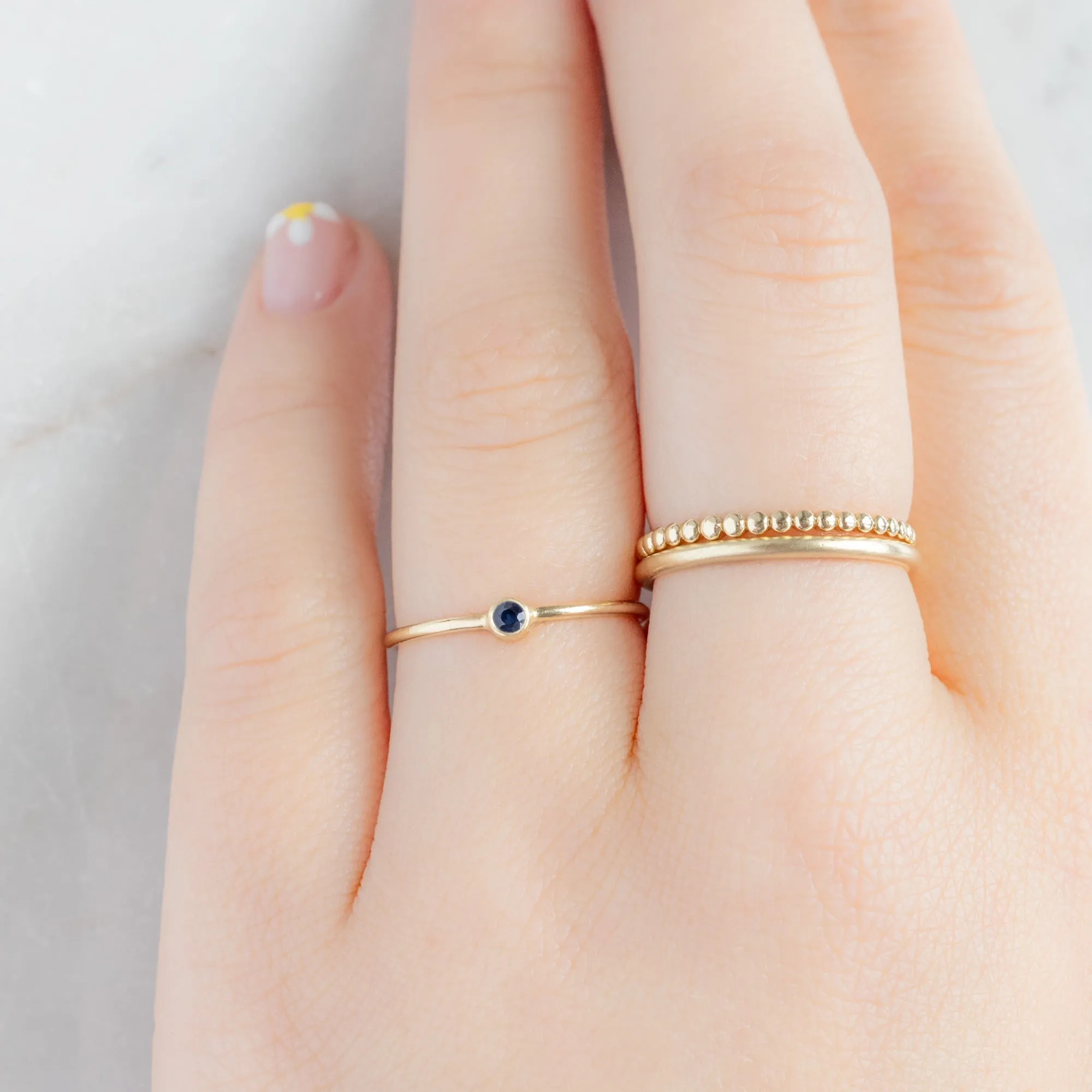 Blue Sapphire Birthstone Stacking Ring | 10K Yellow Gold