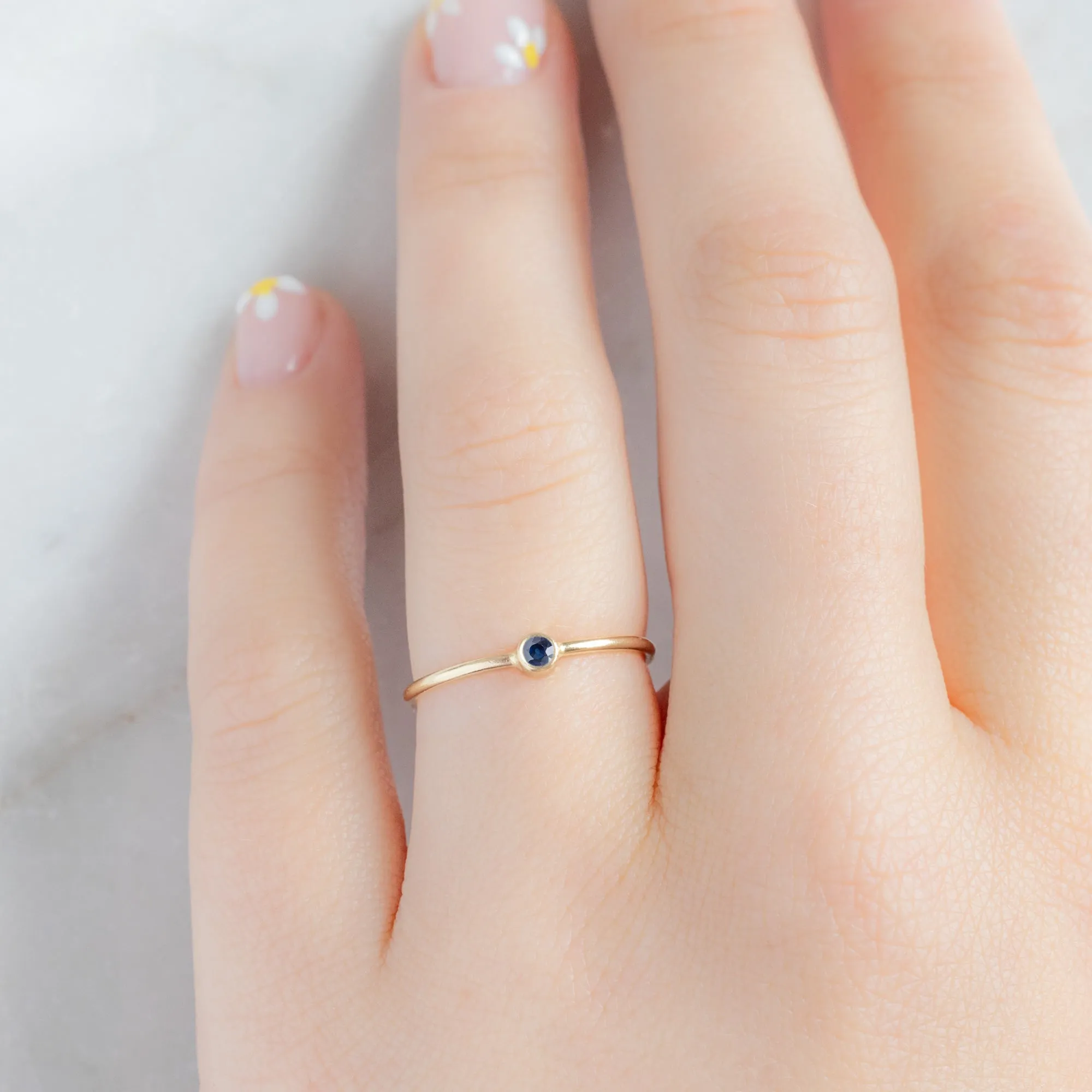 Blue Sapphire Birthstone Stacking Ring | 10K Yellow Gold