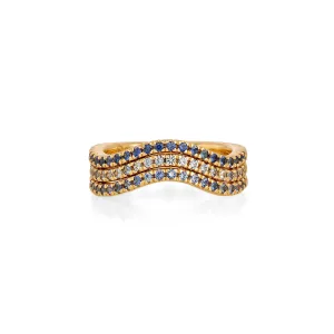 Blue Sapphire Wave Stack Rings