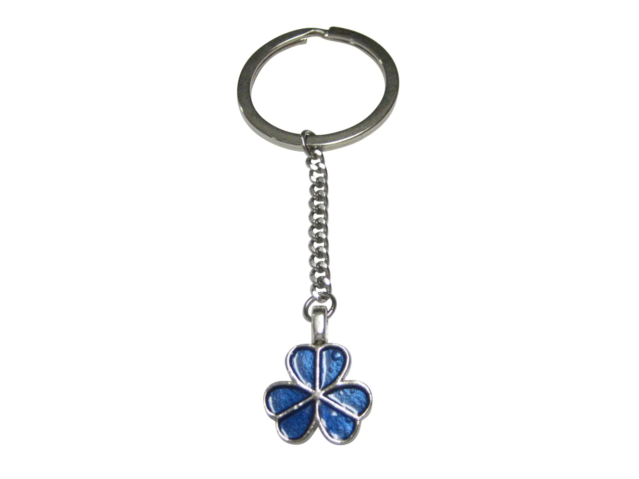 Blue Shamrock Clover Pendant Keychain