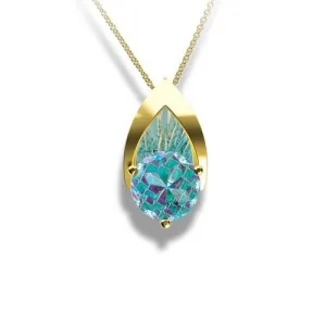 Blue Topaz Davinchi Cut Pendant 14k
