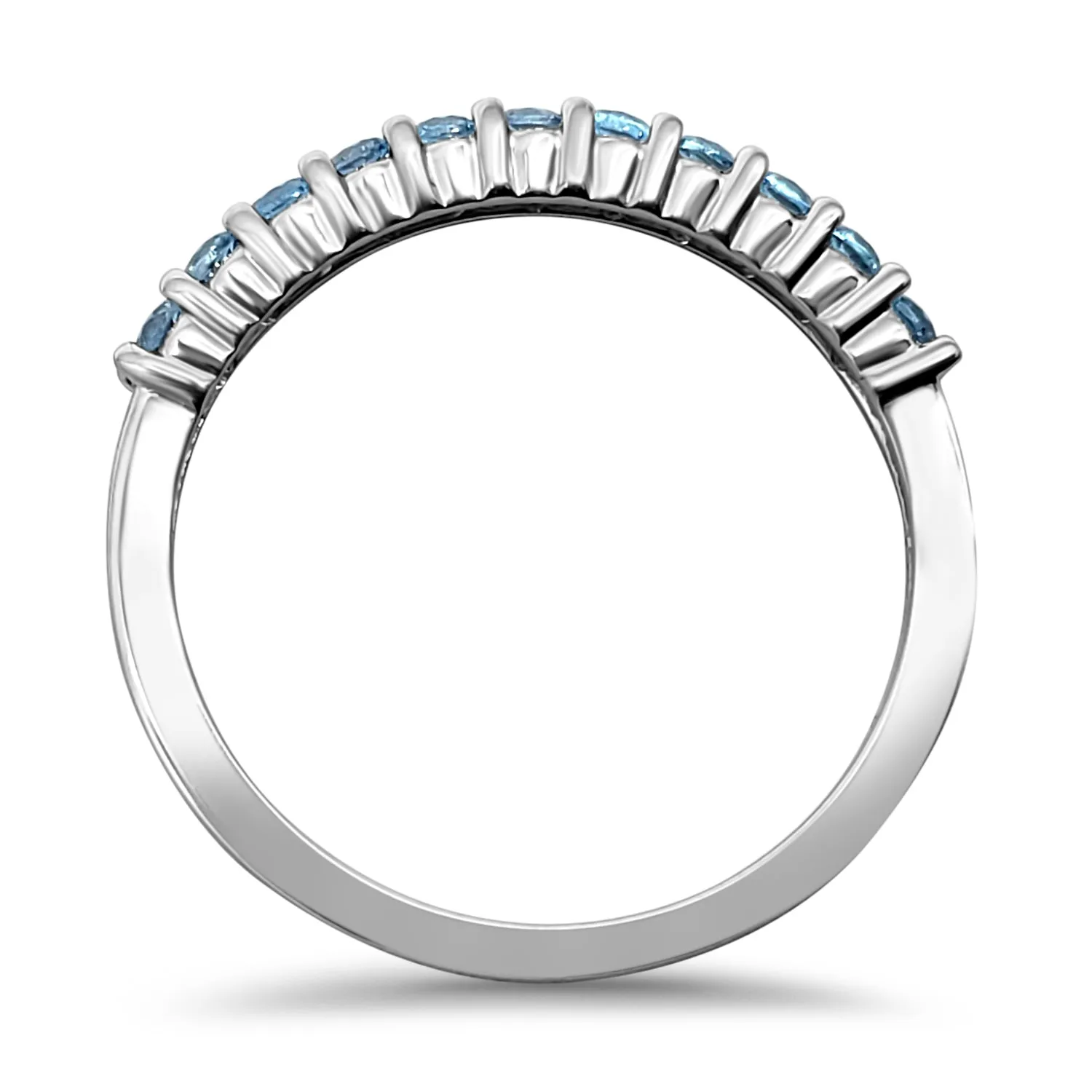 Blue Topaz Ring November Birthstone 14k Solid yellow gold, 14k Rose Gold, 14k White Gold micro pave half eternity ring  Scorpio zodiac