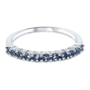 Blue Topaz Ring November Birthstone 14k Solid yellow gold, 14k Rose Gold, 14k White Gold micro pave half eternity ring  Scorpio zodiac