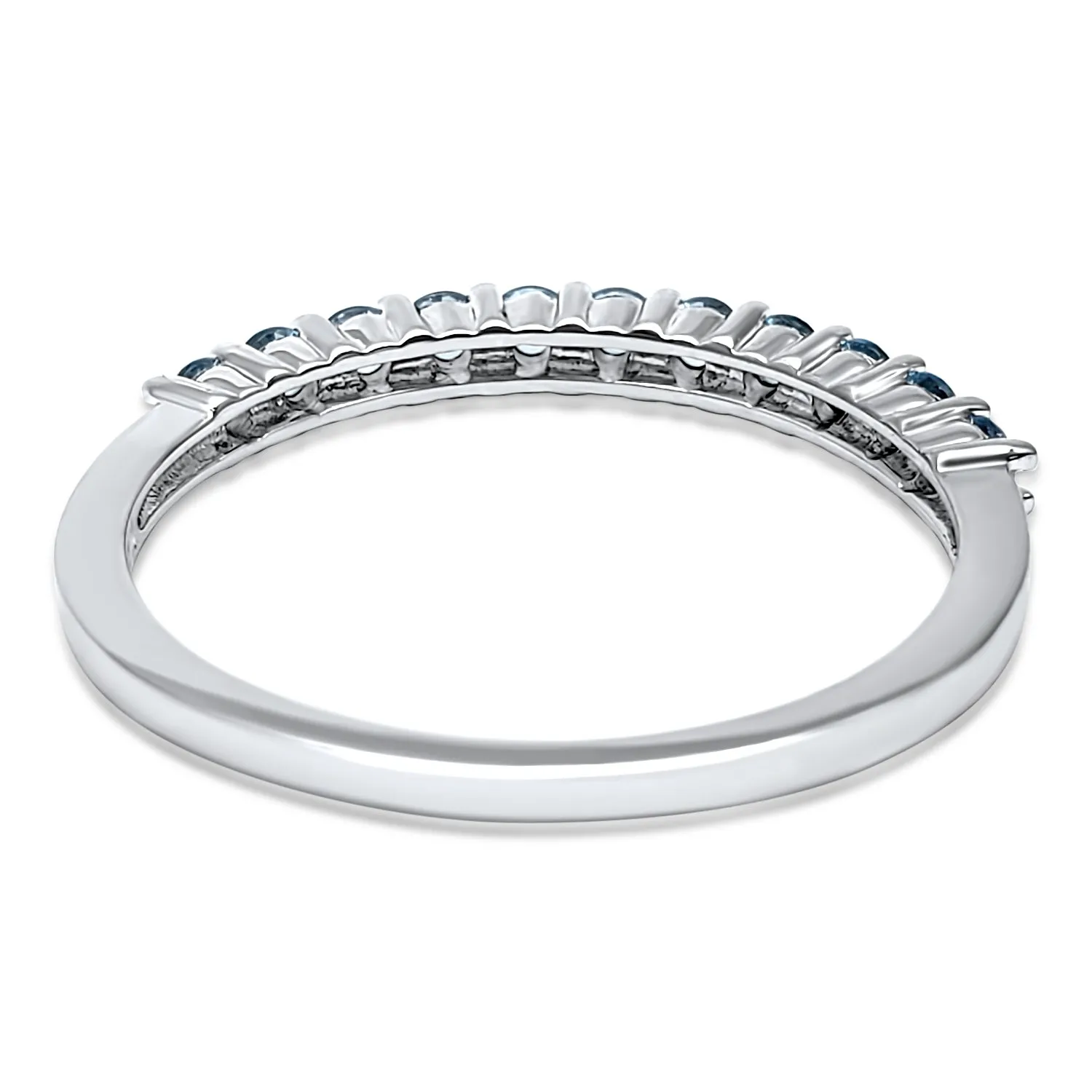 Blue Topaz Ring November Birthstone 14k Solid yellow gold, 14k Rose Gold, 14k White Gold micro pave half eternity ring  Scorpio zodiac
