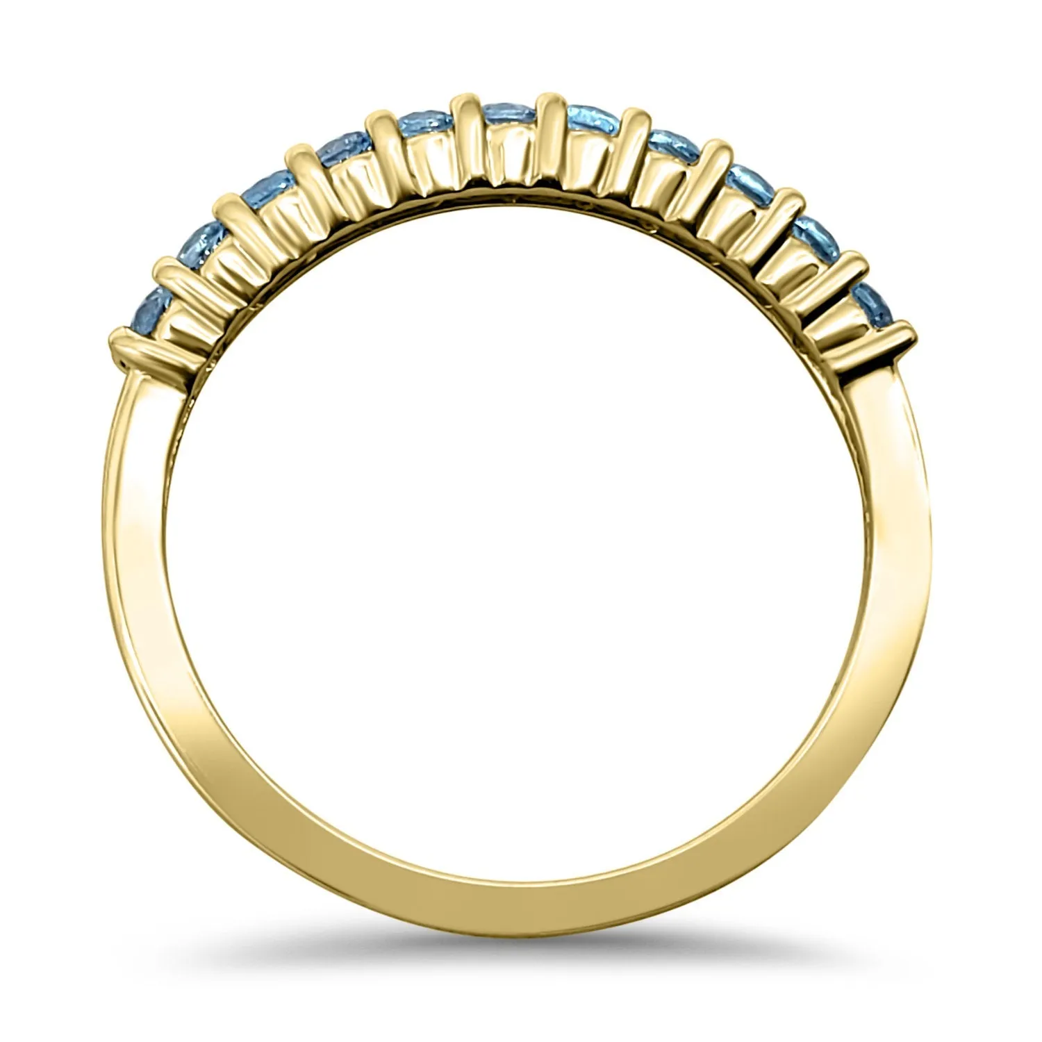 Blue Topaz Ring November Birthstone 14k Solid yellow gold, 14k Rose Gold, 14k White Gold micro pave half eternity ring  Scorpio zodiac
