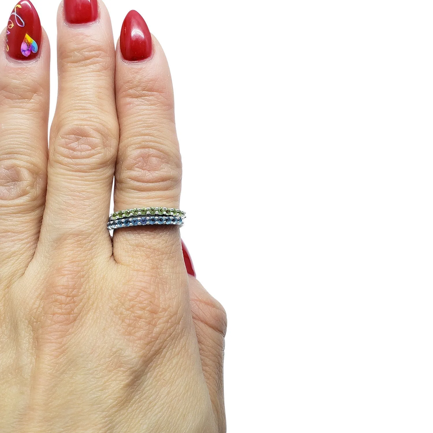 Blue Topaz Ring November Birthstone 14k Solid yellow gold, 14k Rose Gold, 14k White Gold micro pave half eternity ring  Scorpio zodiac
