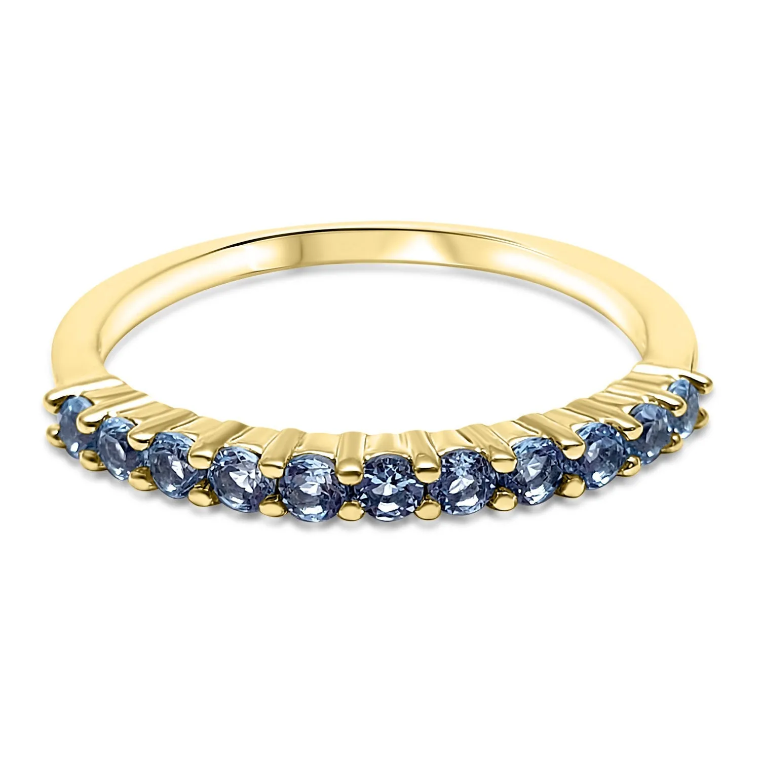 Blue Topaz Ring November Birthstone 14k Solid yellow gold, 14k Rose Gold, 14k White Gold micro pave half eternity ring  Scorpio zodiac