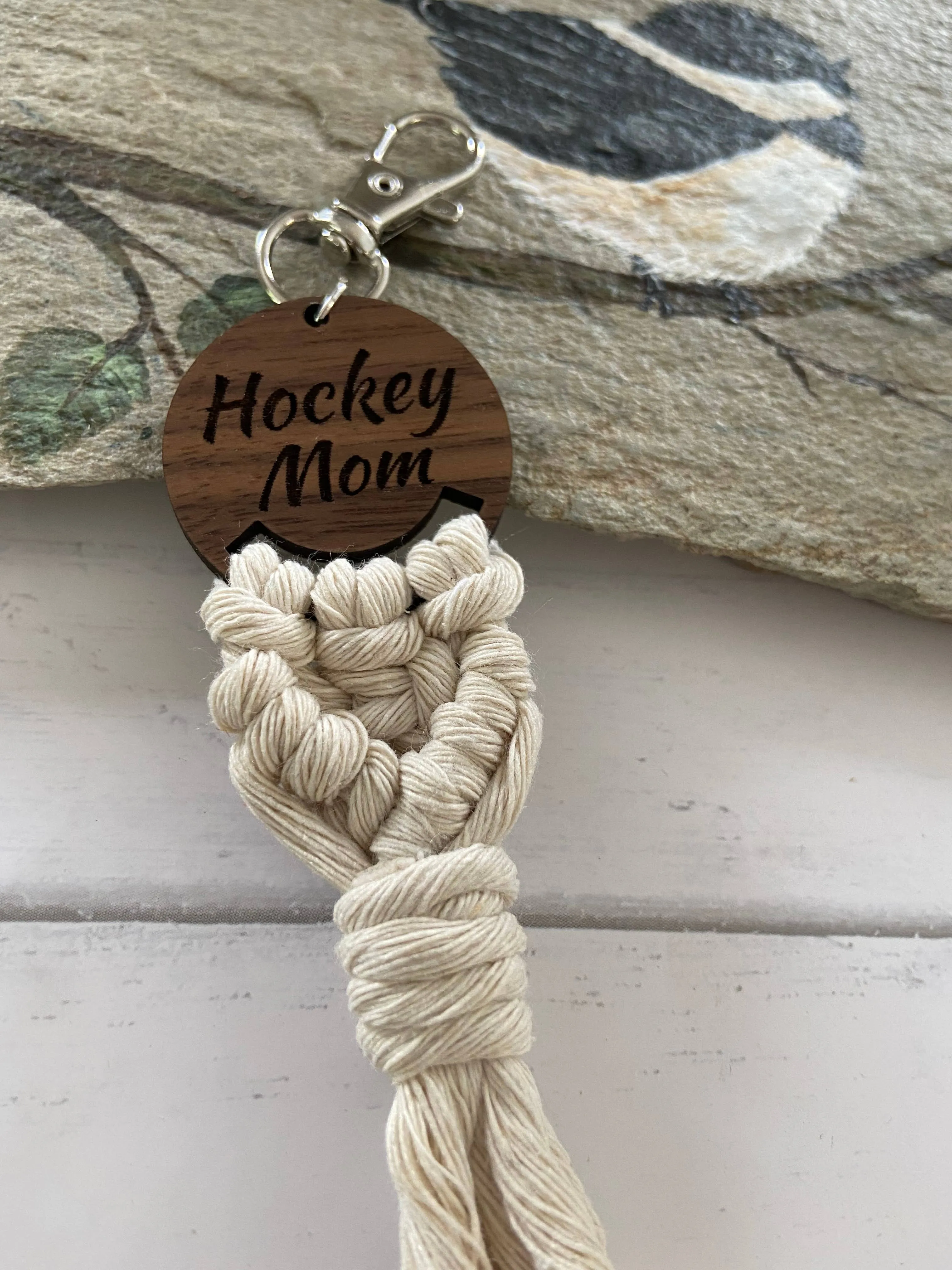 ✨Boho Macrame key chain keychain … hockey mom