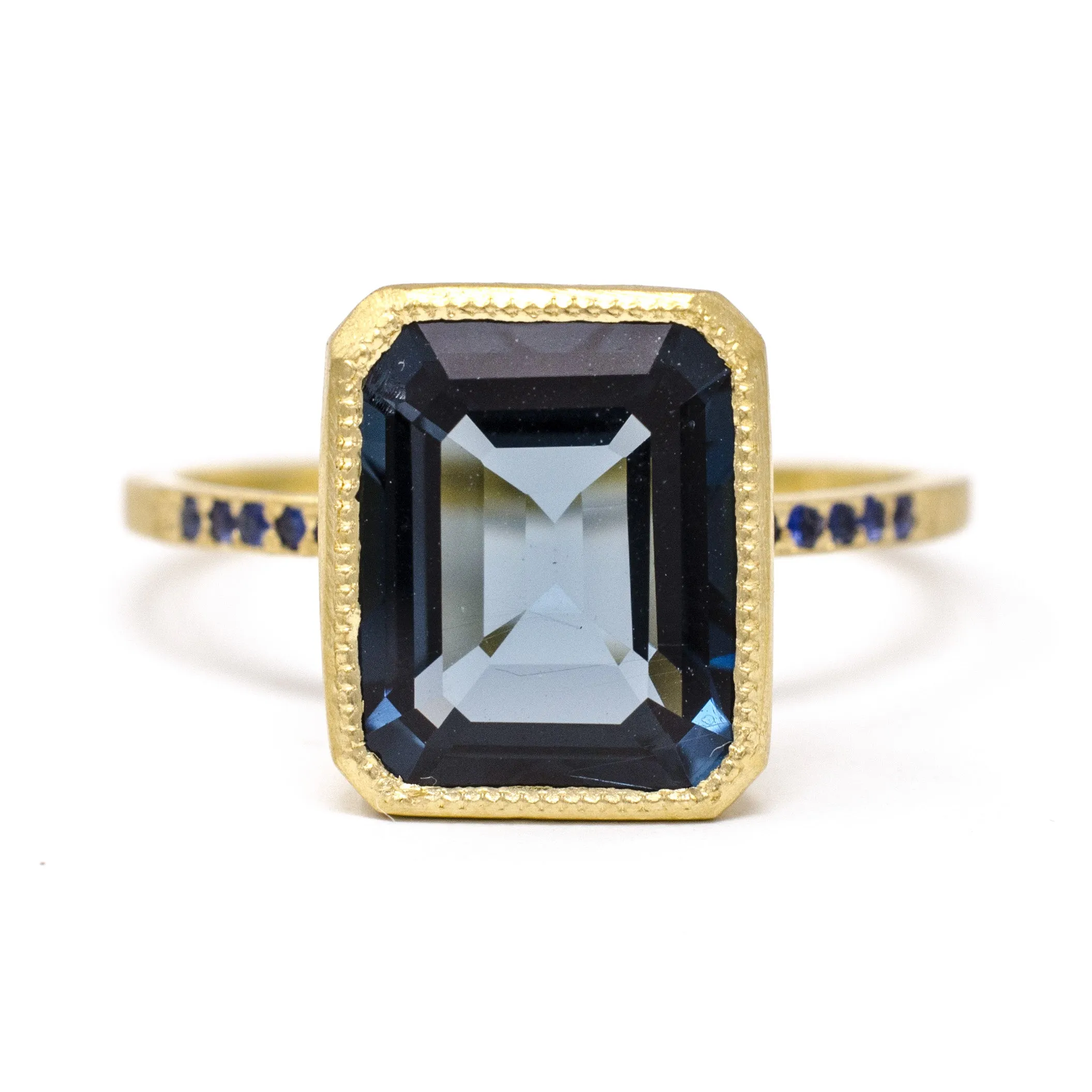 Brahman Blue Topaz Pave Cocktail Ring