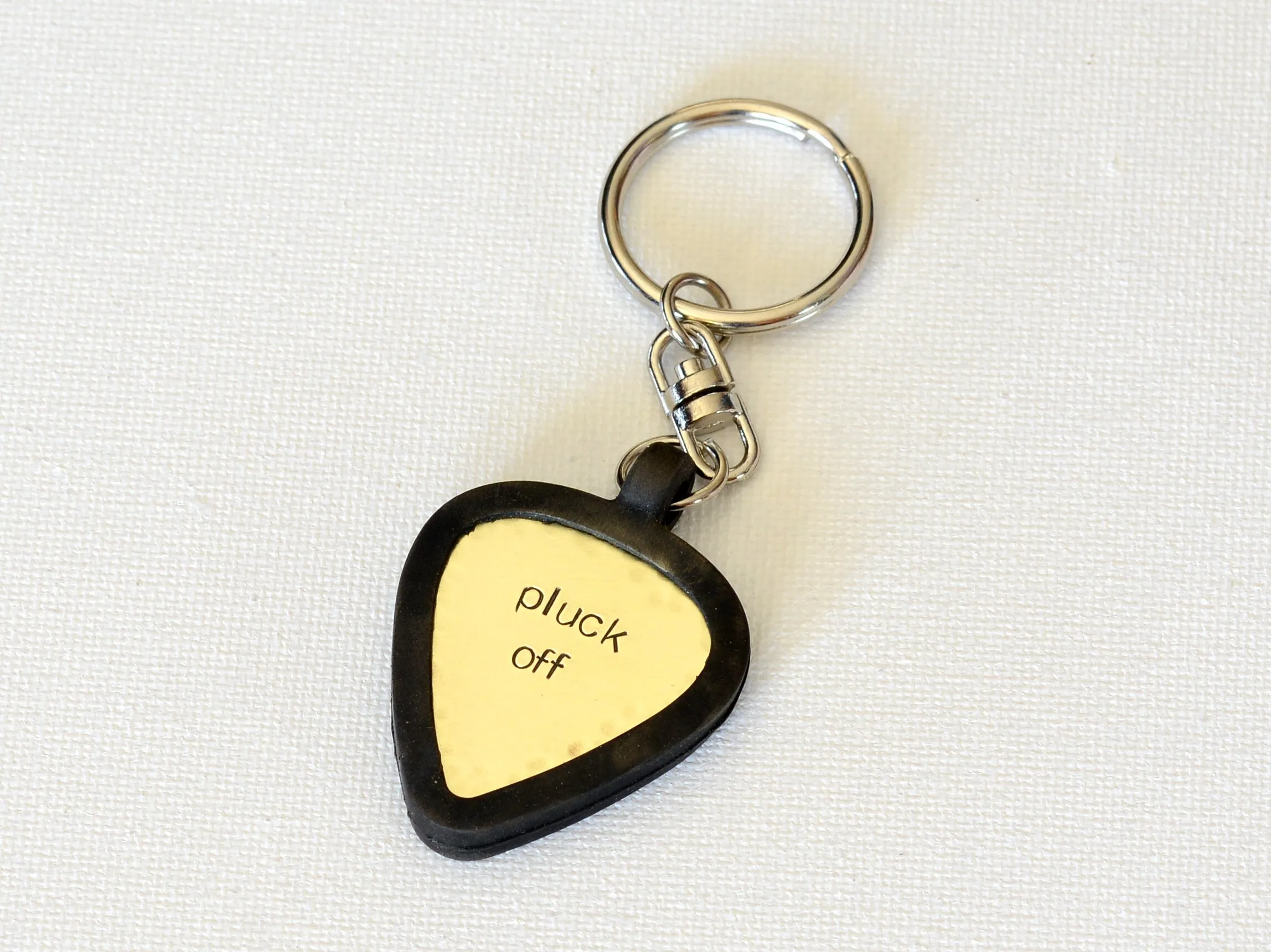Brass Guitar Pick Keychain with Rubber Pick holder