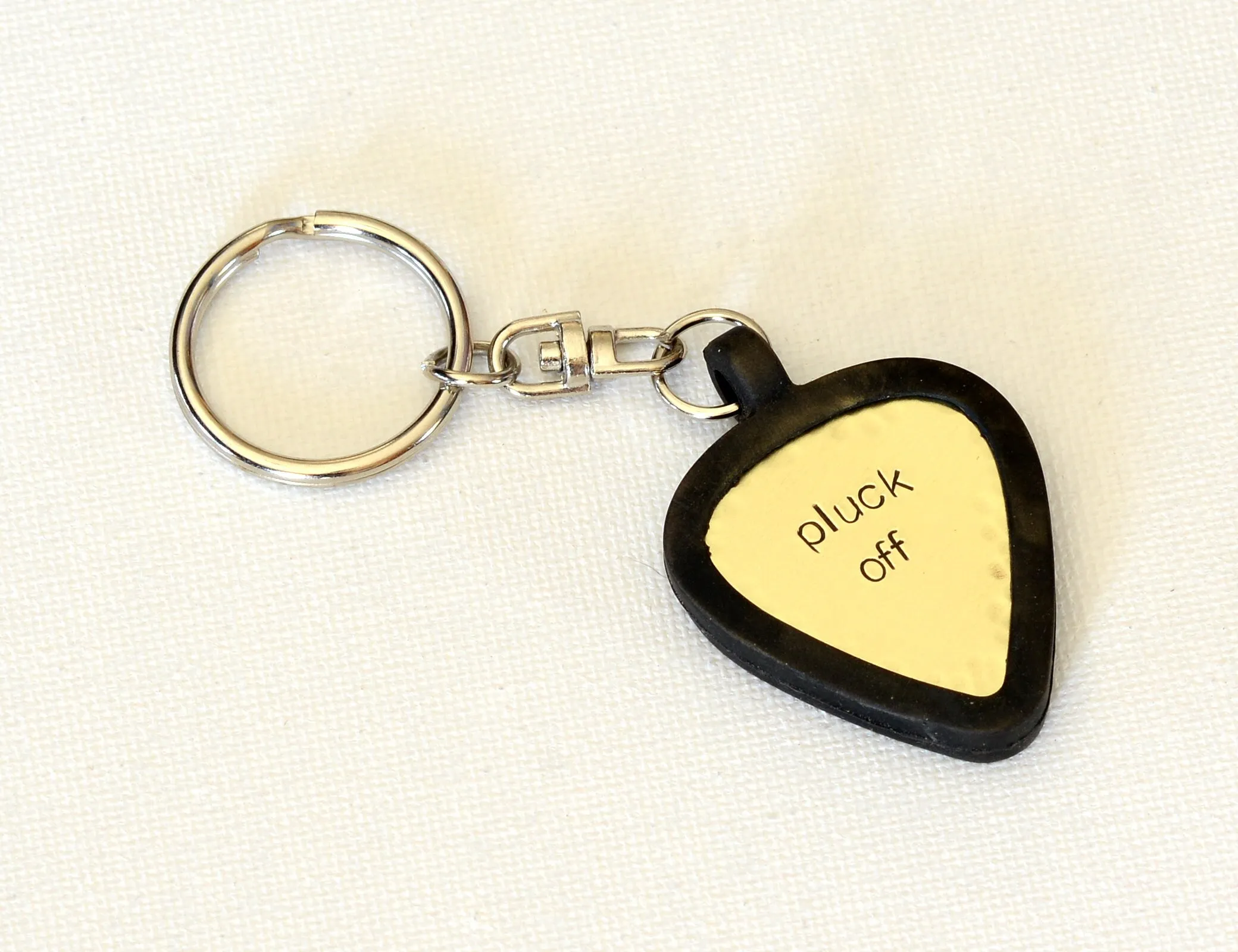 Brass Guitar Pick Keychain with Rubber Pick holder