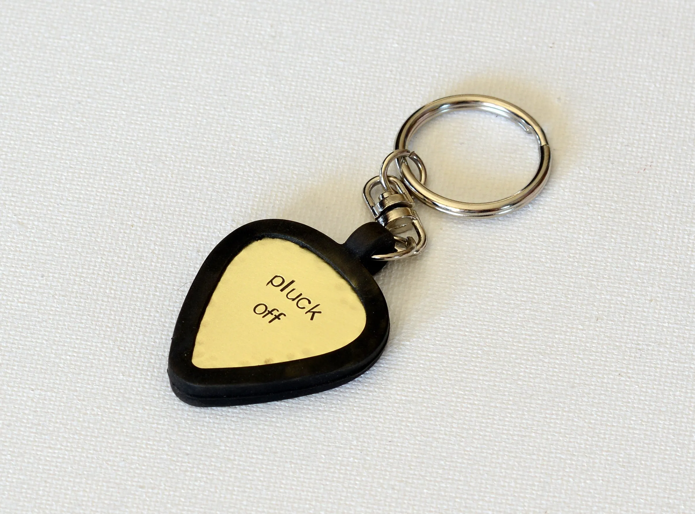 Brass Guitar Pick Keychain with Rubber Pick holder