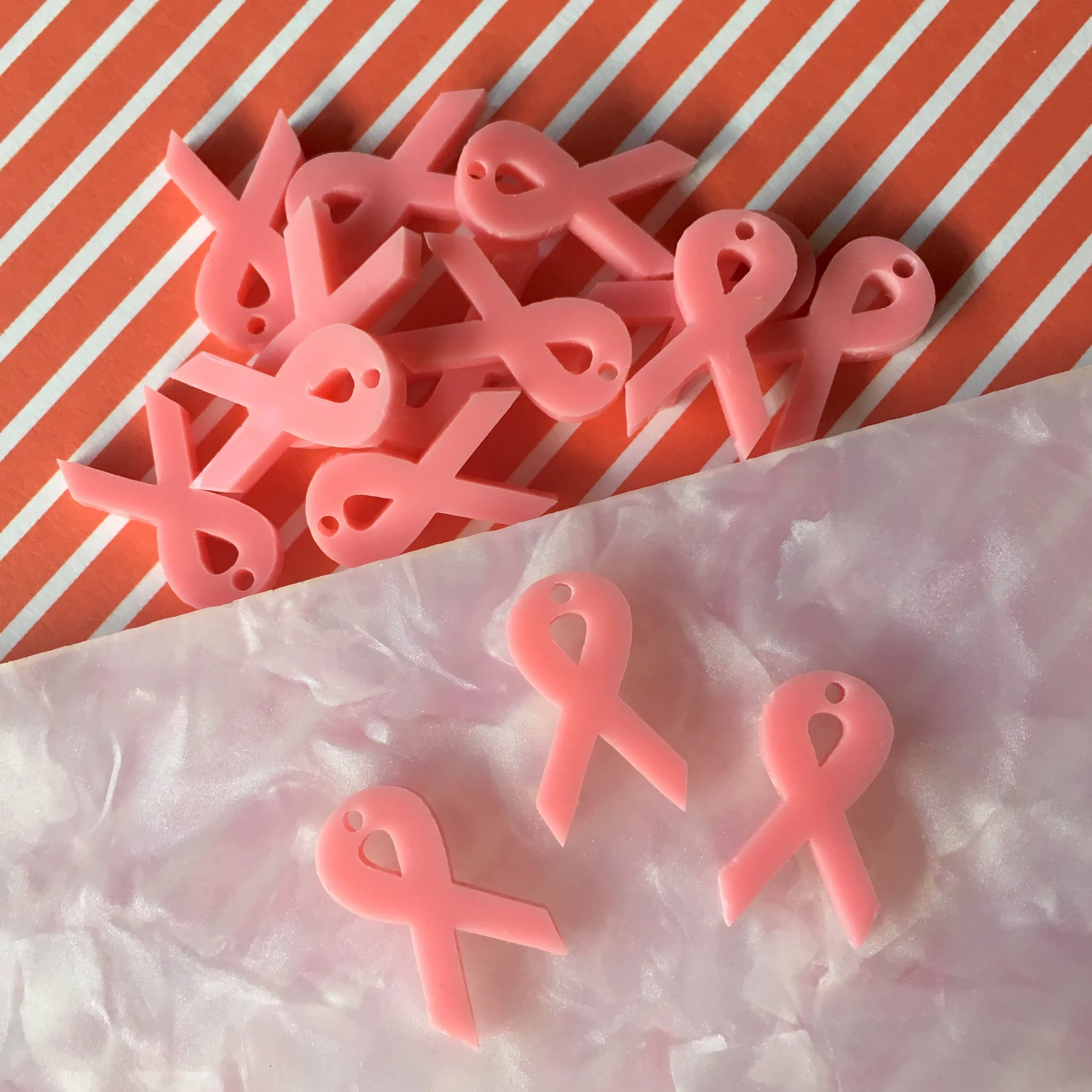 Breast Cancer Pink Bows / 15 Pieces, 20mm