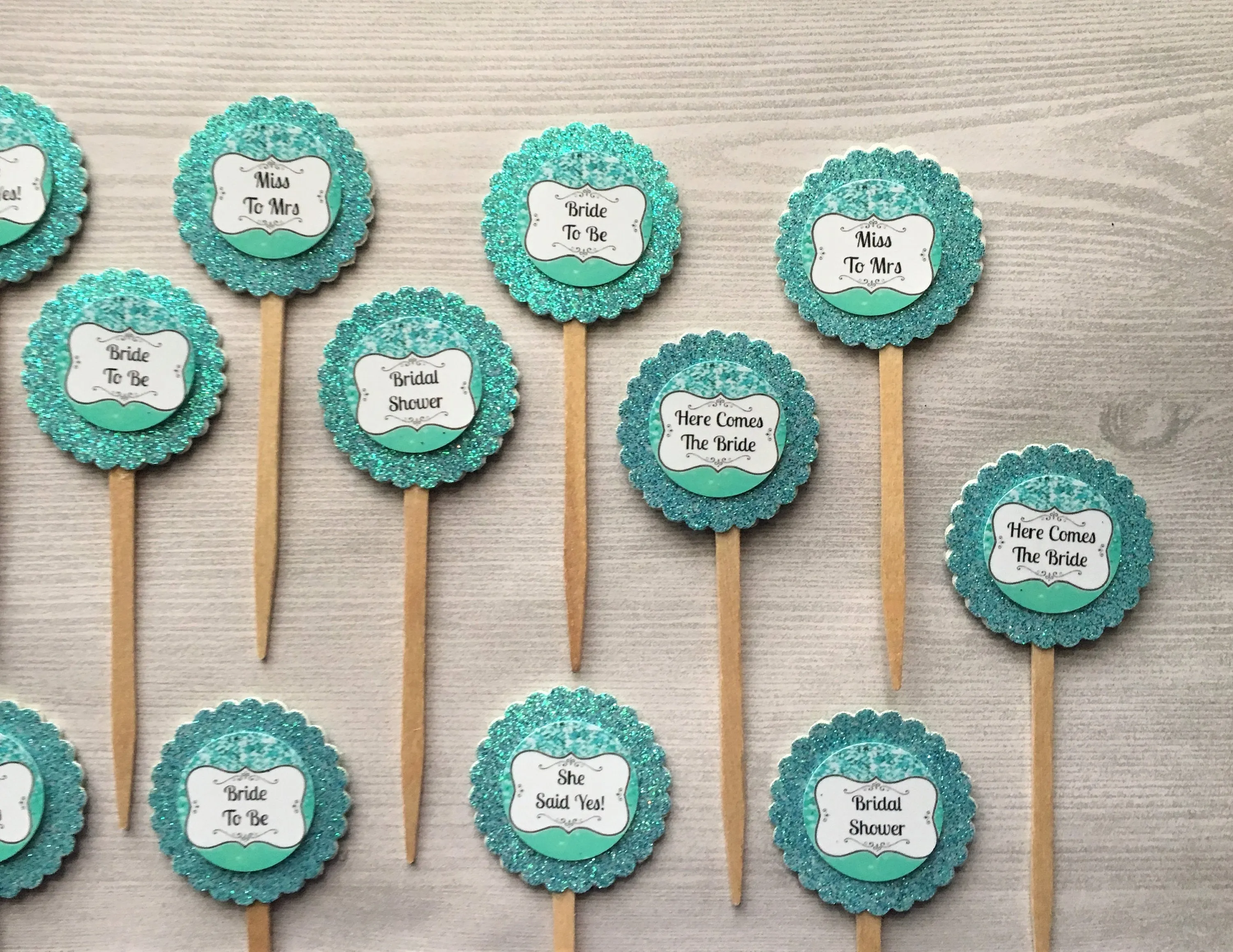 Bridal Shower Cupcake Toppers, Set of 12