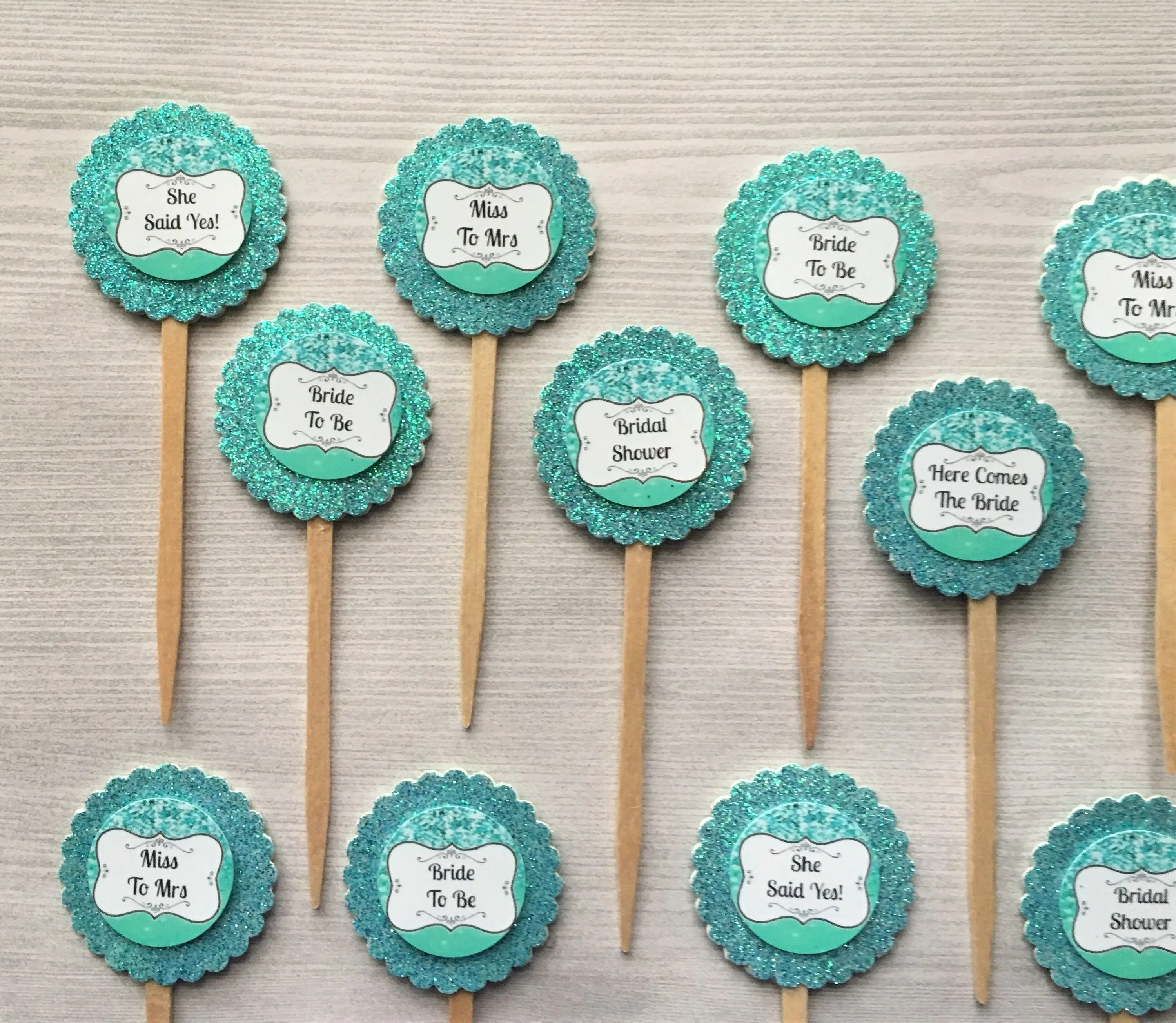 Bridal Shower Cupcake Toppers, Set of 12