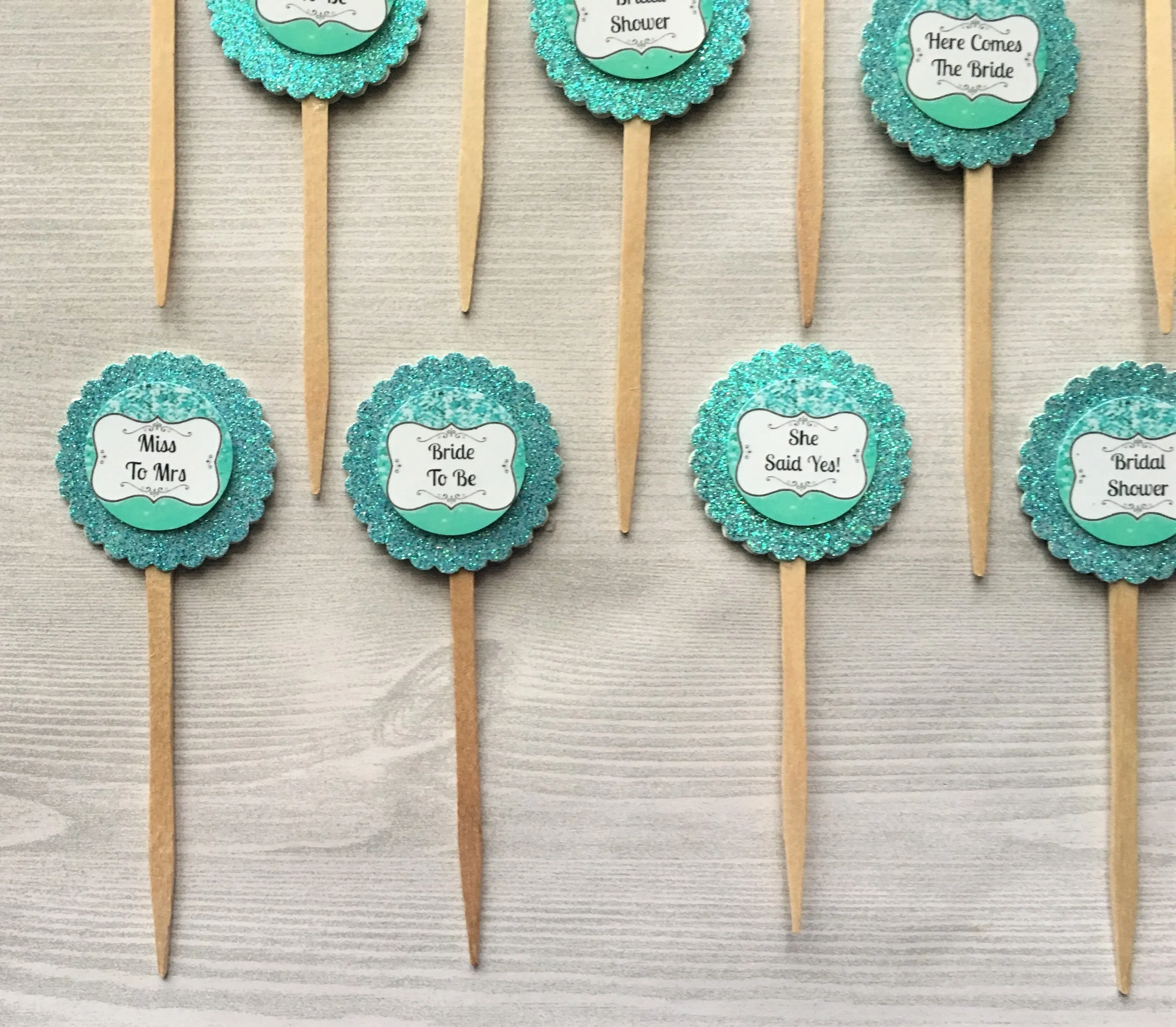 Bridal Shower Cupcake Toppers, Set of 12