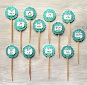 Bridal Shower Cupcake Toppers, Set of 12