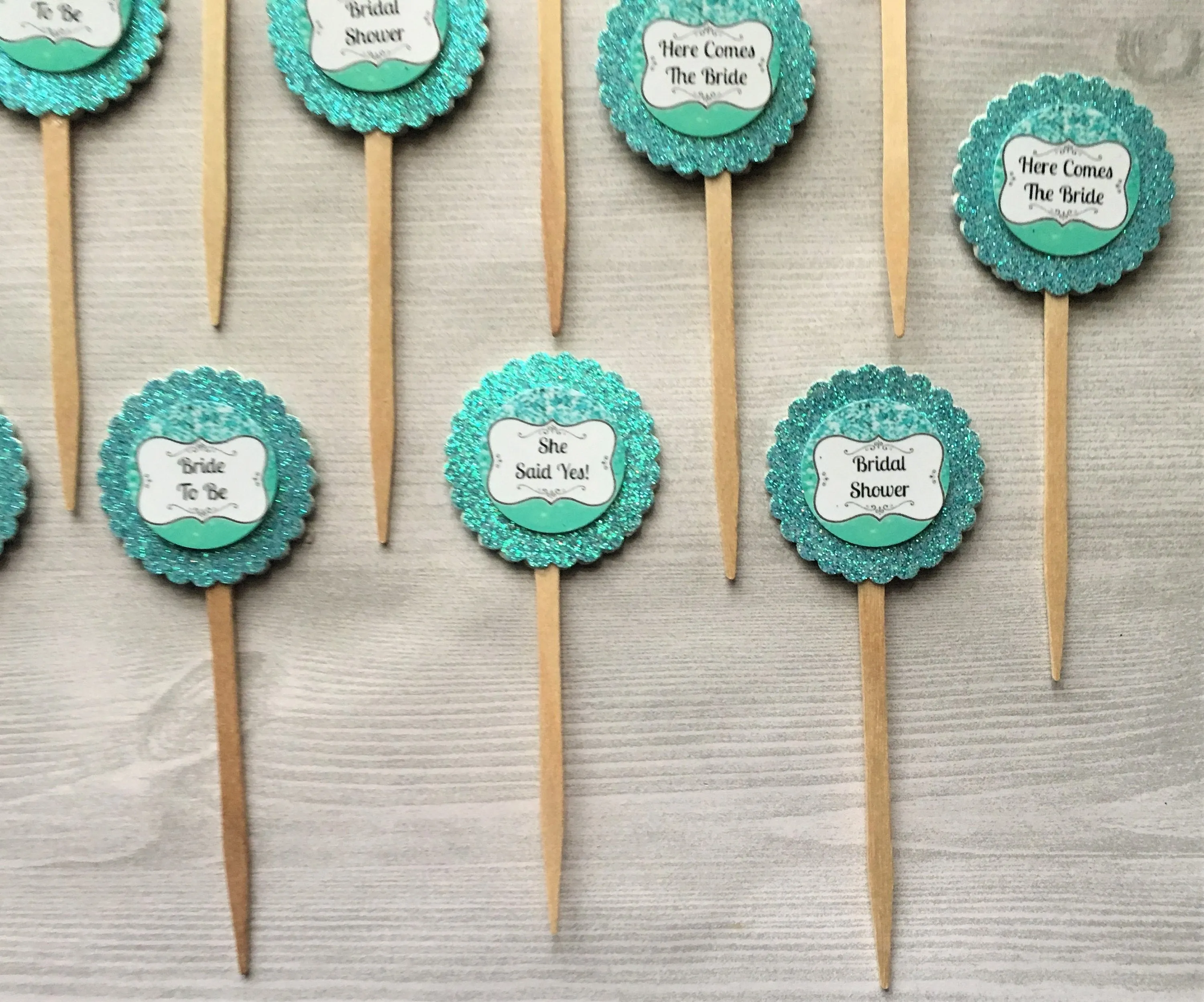Bridal Shower Cupcake Toppers, Set of 12