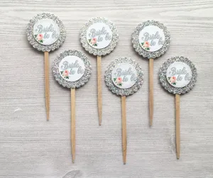 Bridal Shower Cupcake Toppers, Set of 6