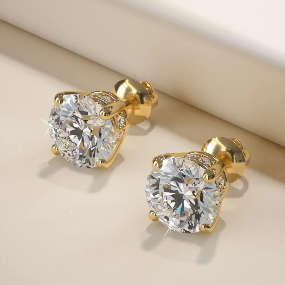 Brilliant Stud Earrings with Side Diamonds Diamond with 3.11 ct. (2X1.50 ct. center diamonds)
