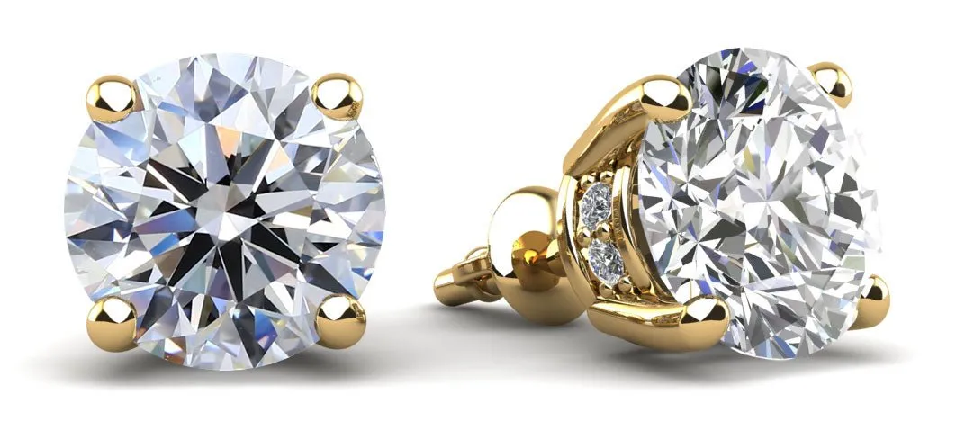 Brilliant Stud Earrings with Side Diamonds Diamond with 3.11 ct. (2X1.50 ct. center diamonds)