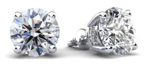 Brilliant Stud Earrings with Side Diamonds Diamond with 3.11 ct. (2X1.50 ct. center diamonds)