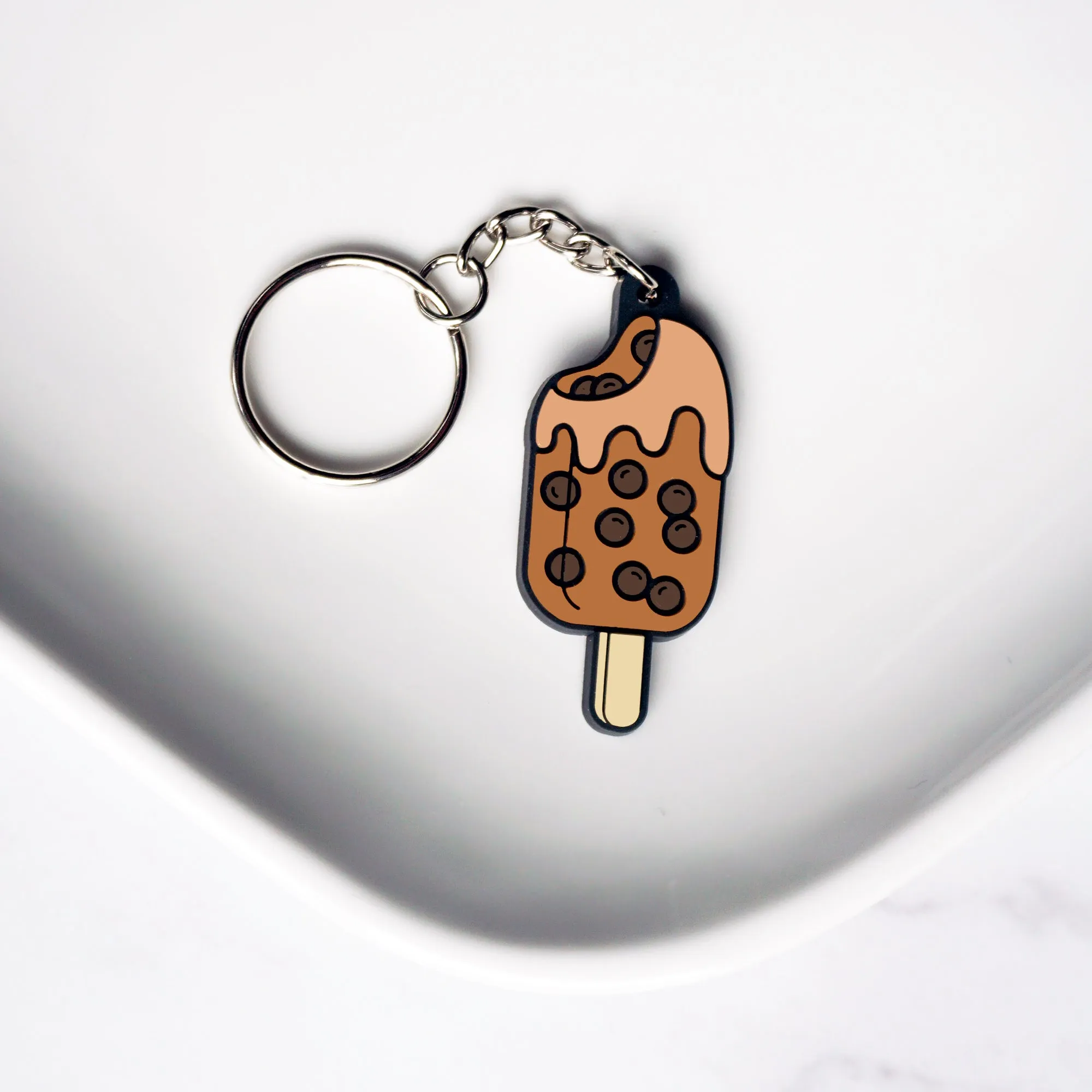 Brown Sugar Boba Ice Cream Bar Popsicle Soft PVC Keychain