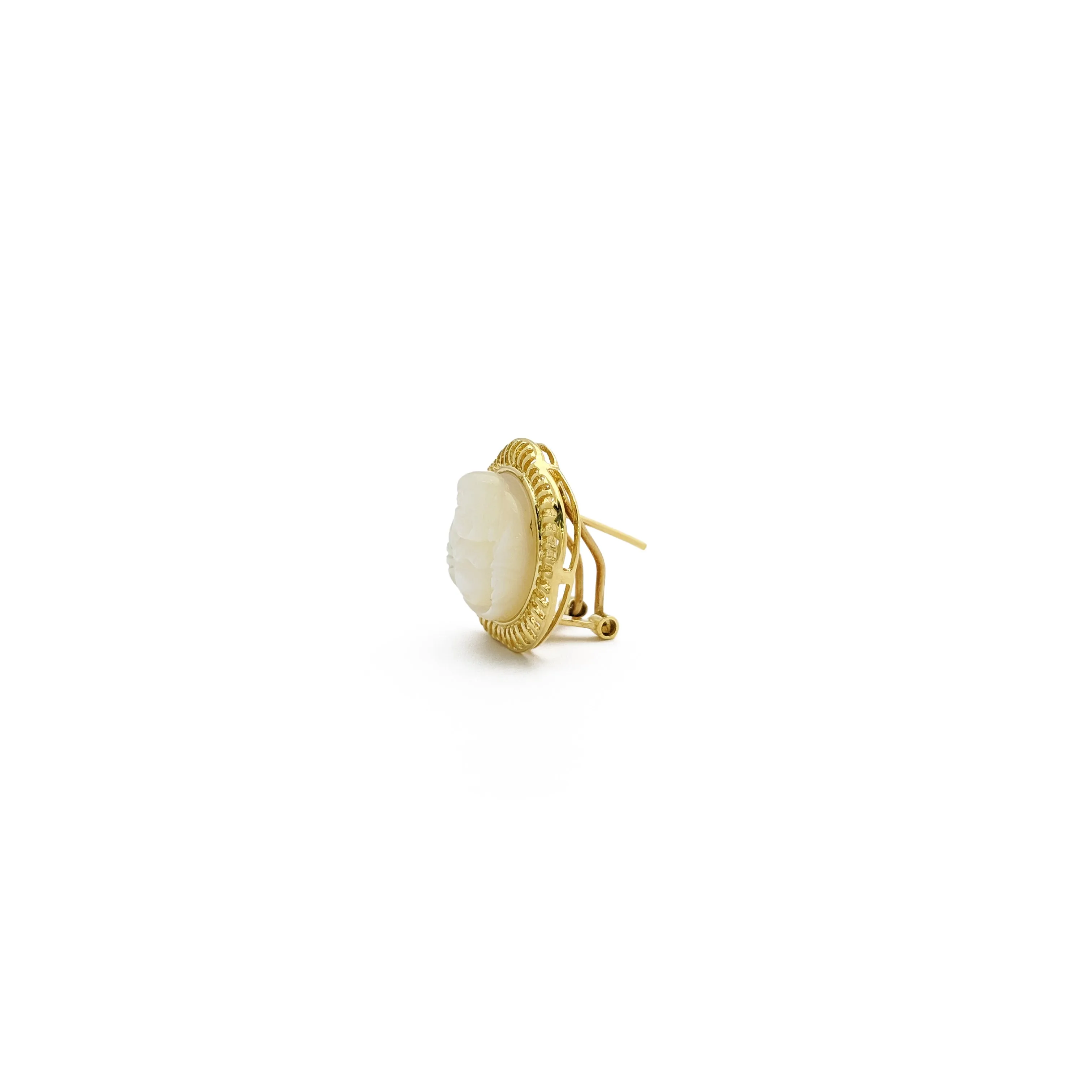 Buddha Mother of Pearl Stud Earrings (14K)