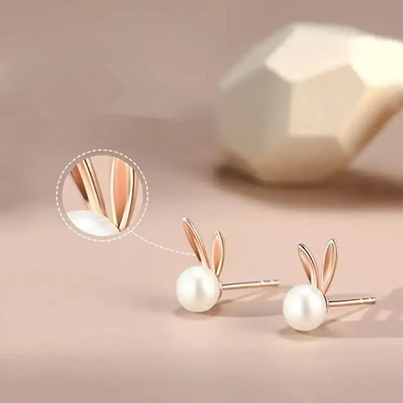 Bunny Faux Pearl Stud Earrings