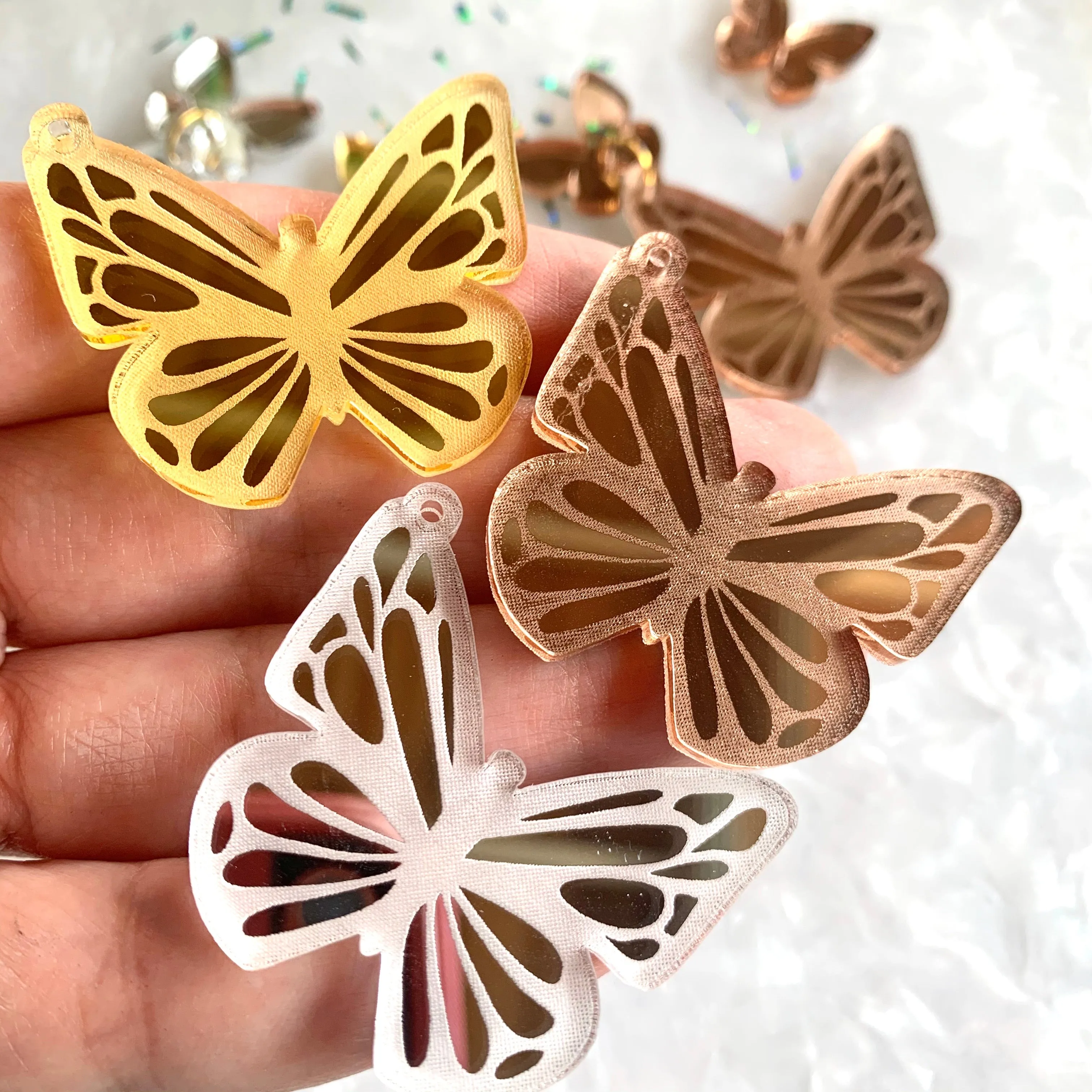 Butterflies for dangles/ spring / cartier style / 12 Pieces, 40-20mm/ butterfly