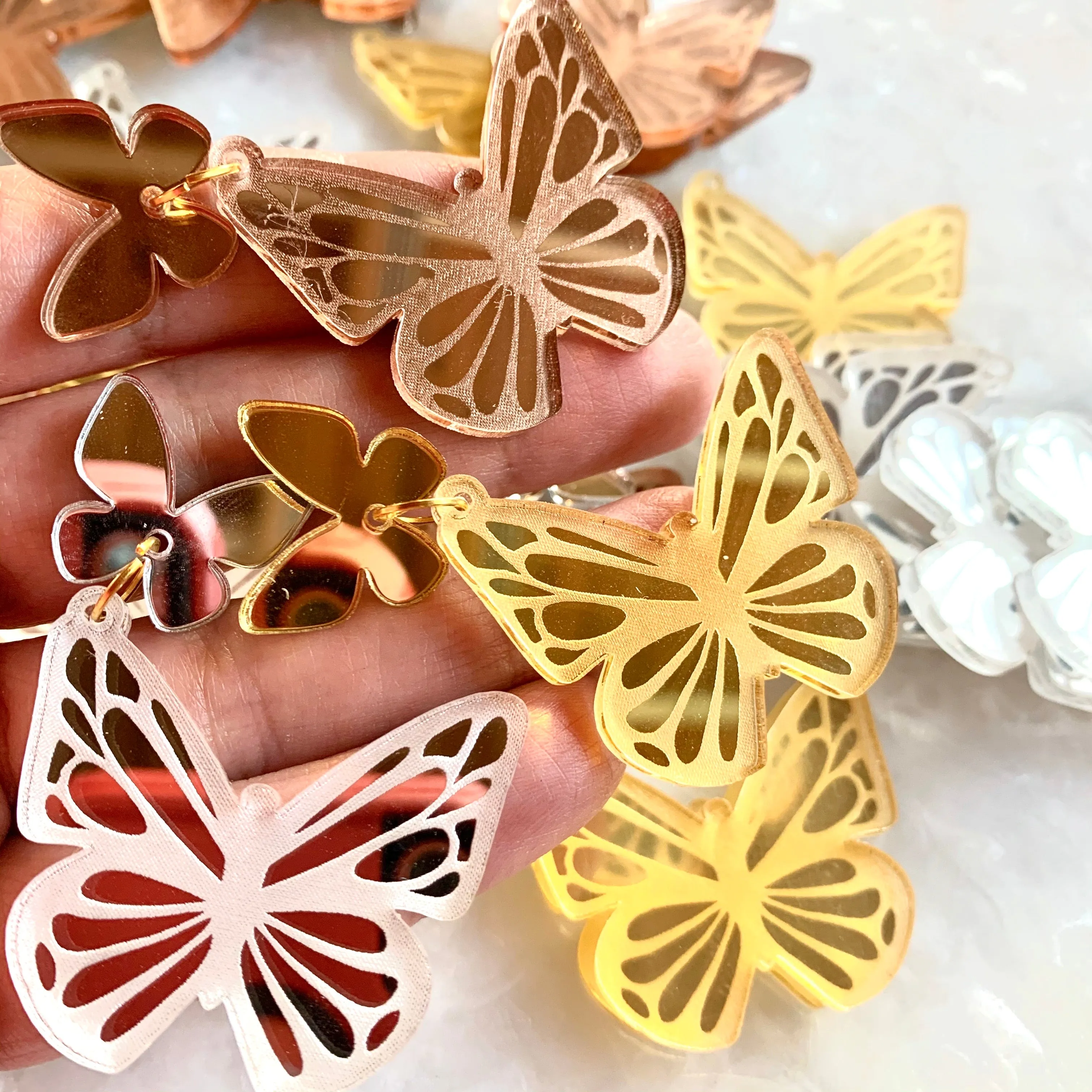 Butterflies for dangles/ spring / cartier style / 12 Pieces, 40-20mm/ butterfly