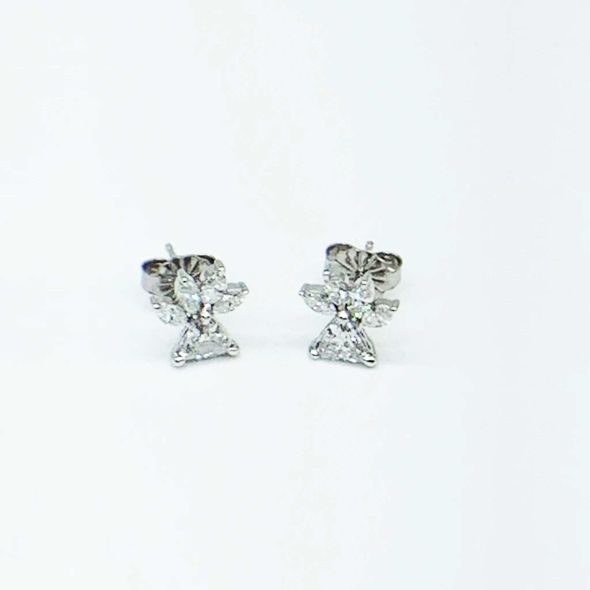 CA 18 Karat White Gold and Diamond "Angel" Stud Earrings
