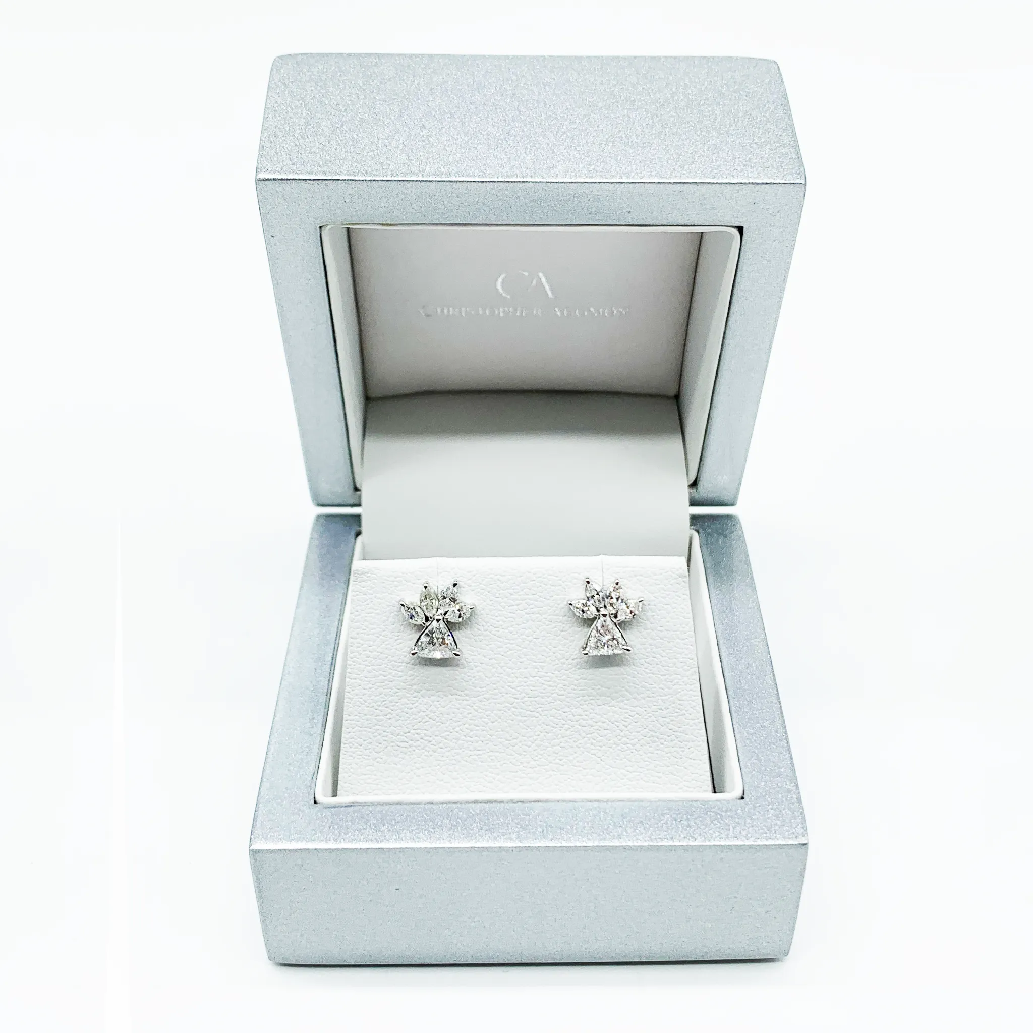 CA 18 Karat White Gold and Diamond "Angel" Stud Earrings