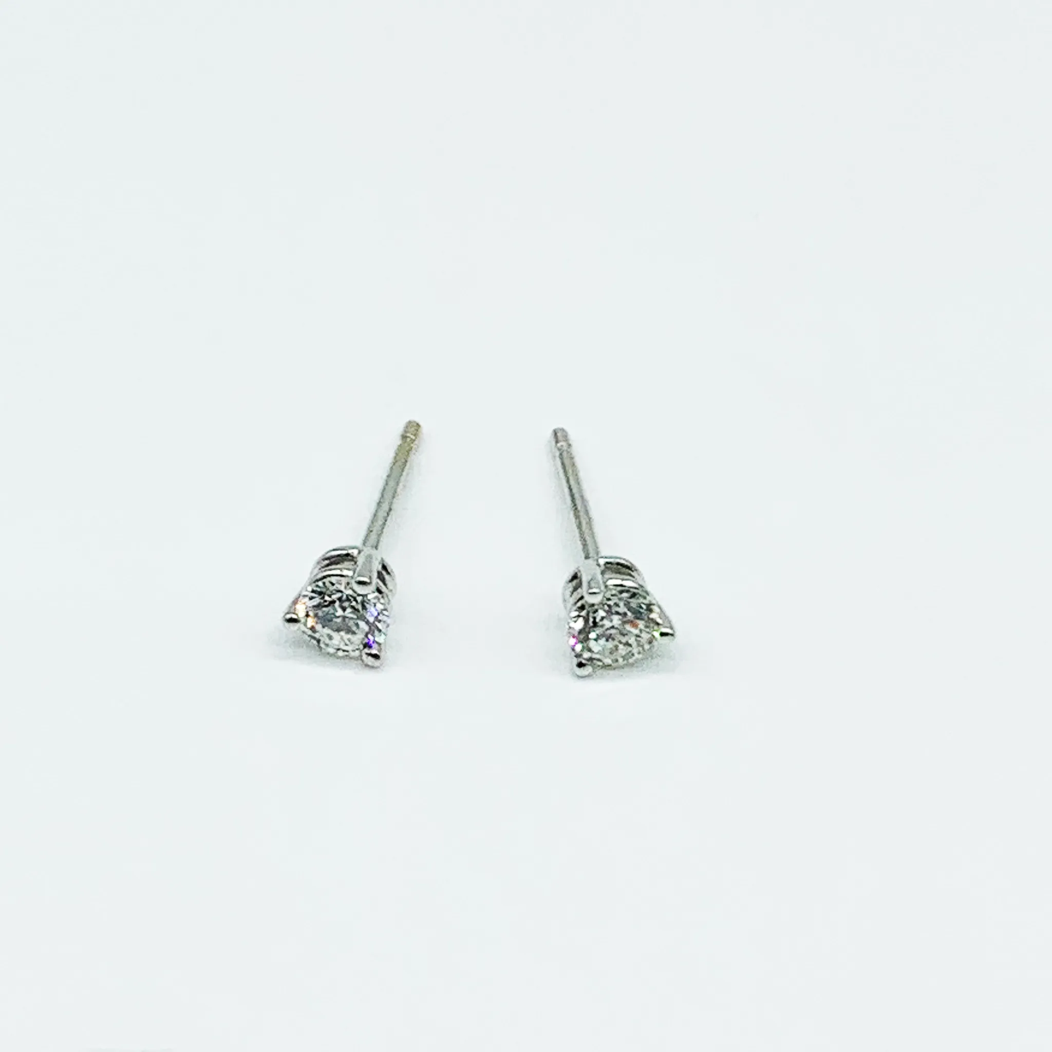 CA 18 Karat White Gold and Diamond "Classic" Stud Earrings