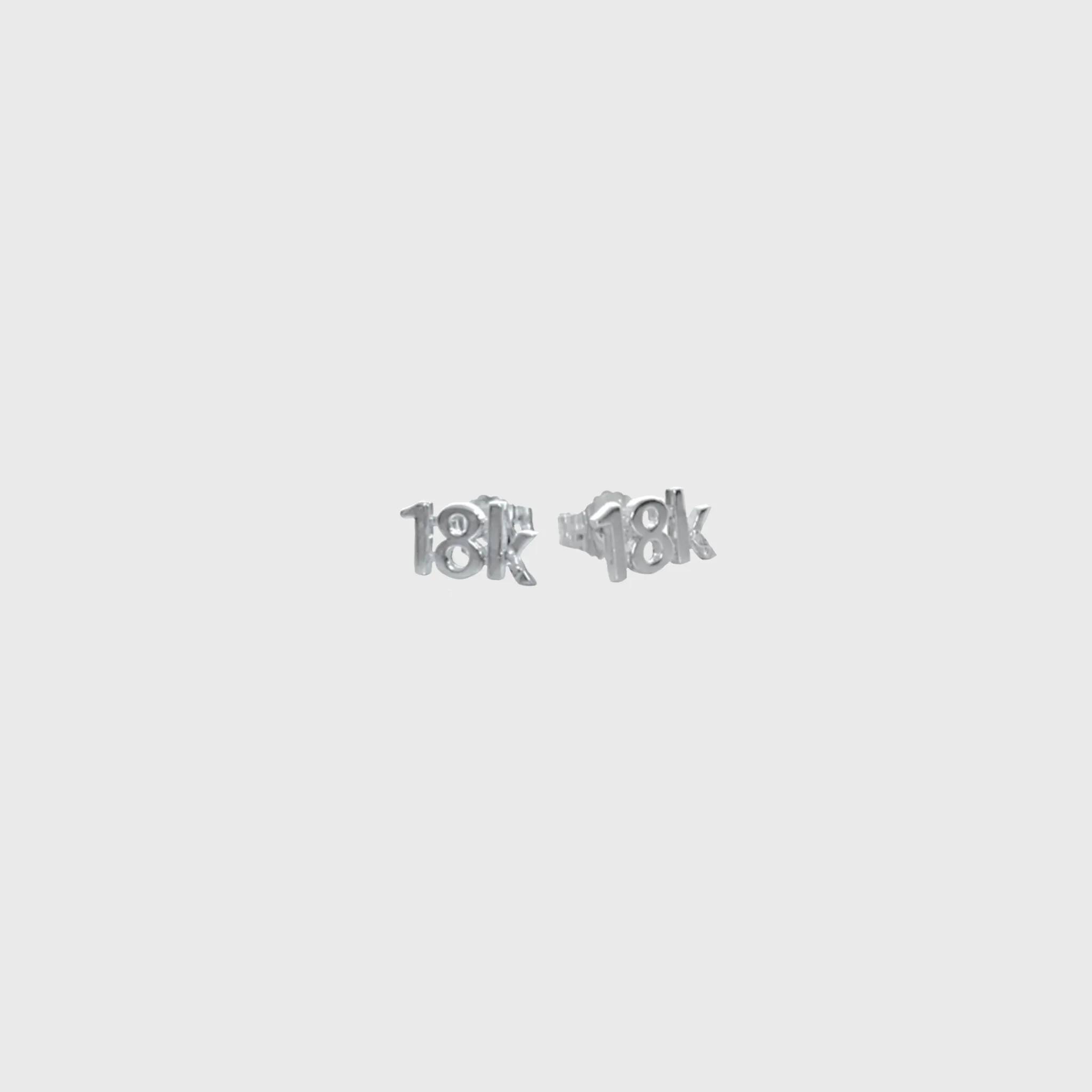 CA "18K" Logo 18 Karat White Gold Stud Earrings
