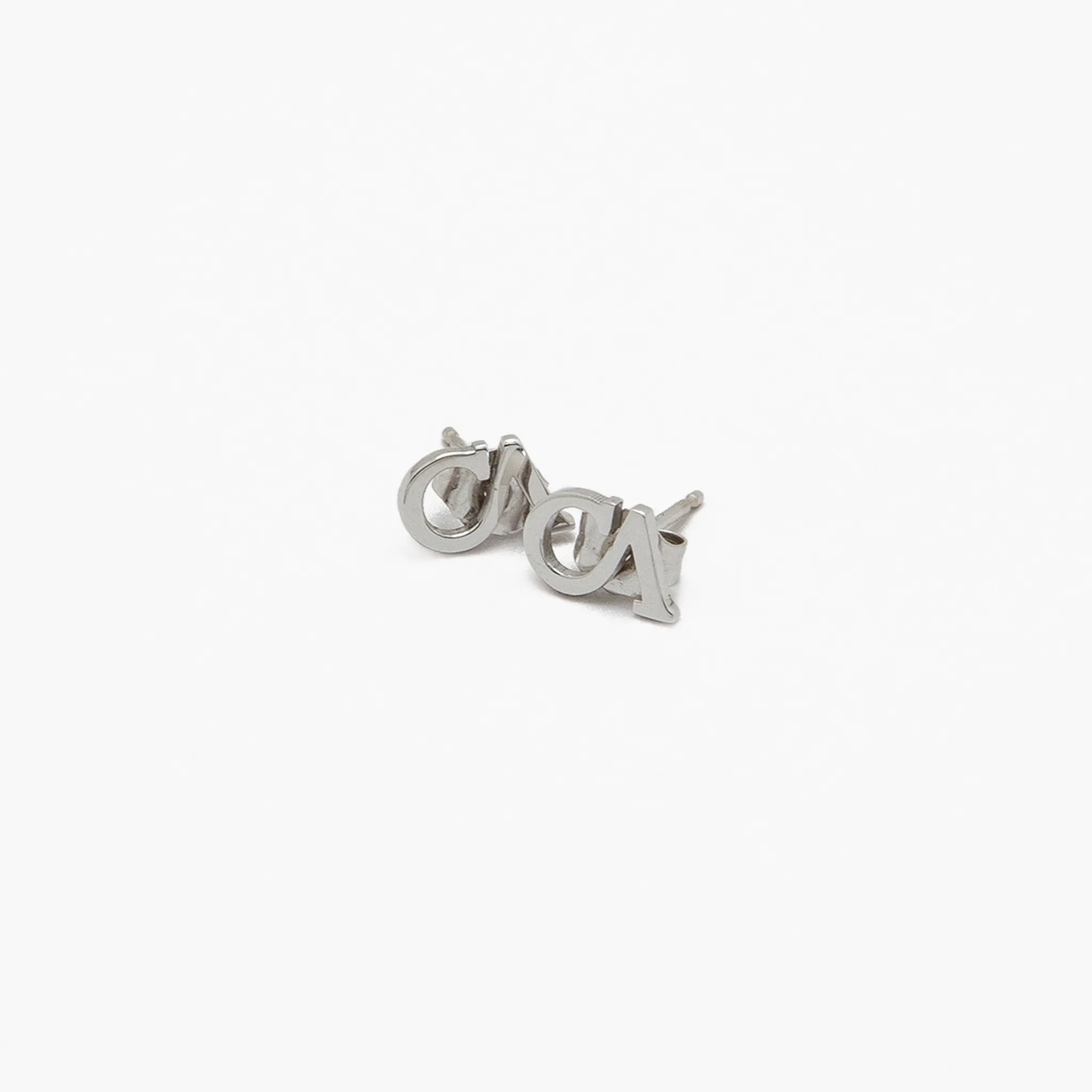 CA "CA" 18 Karat White Gold Stud Earrings