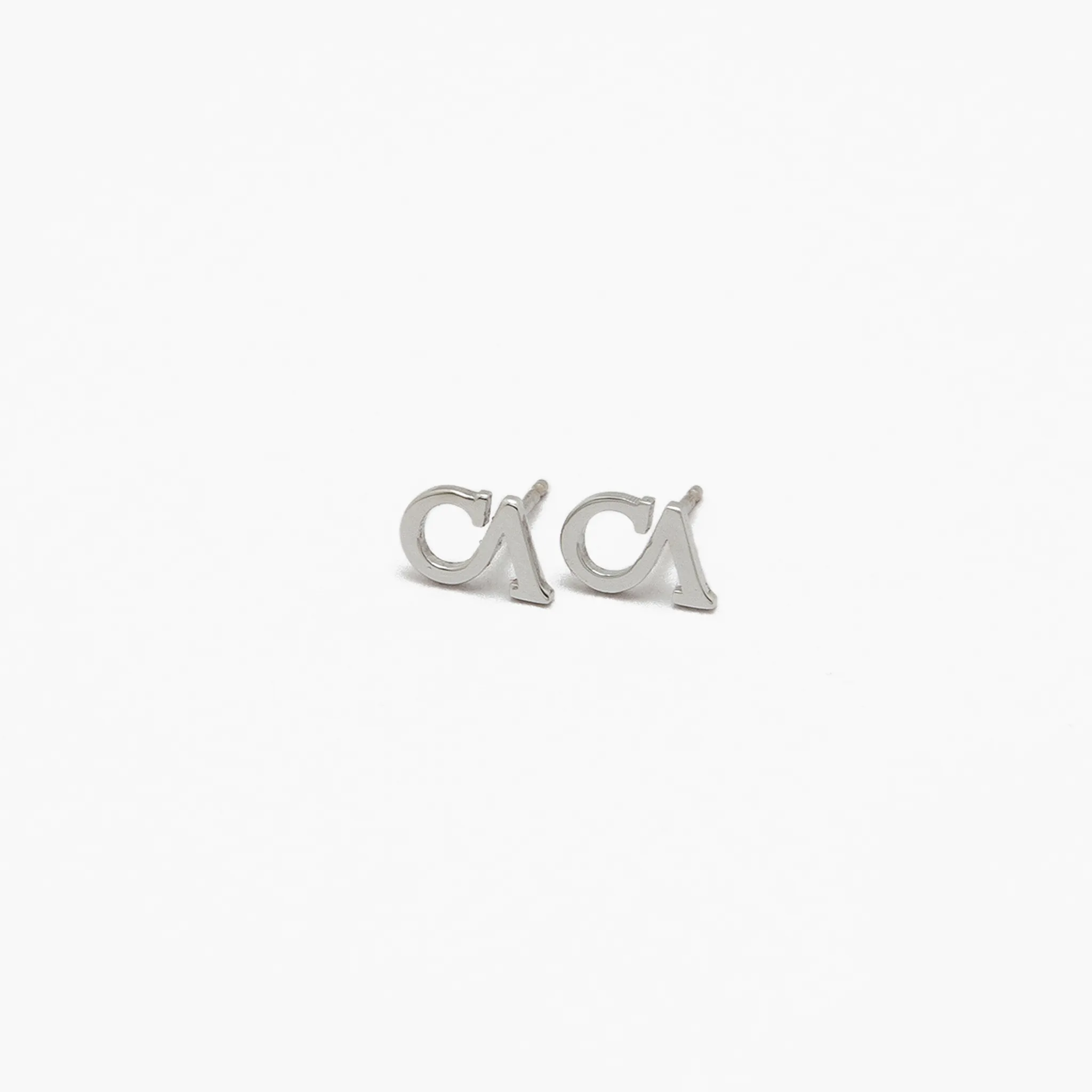 CA "CA" 18 Karat White Gold Stud Earrings