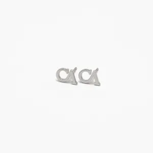 CA "CA" 18 Karat White Gold Stud Earrings