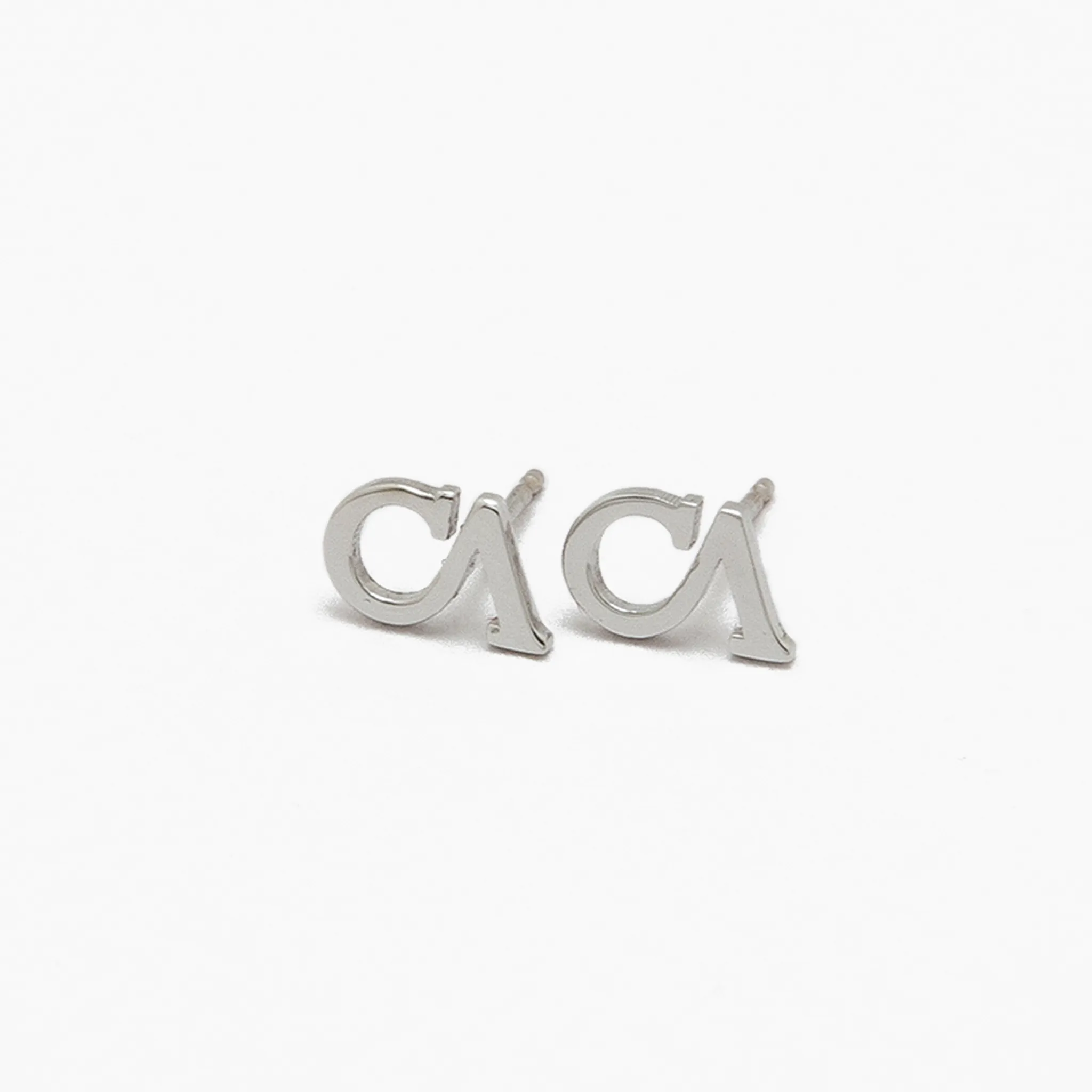 CA "CA" 18 Karat White Gold Stud Earrings
