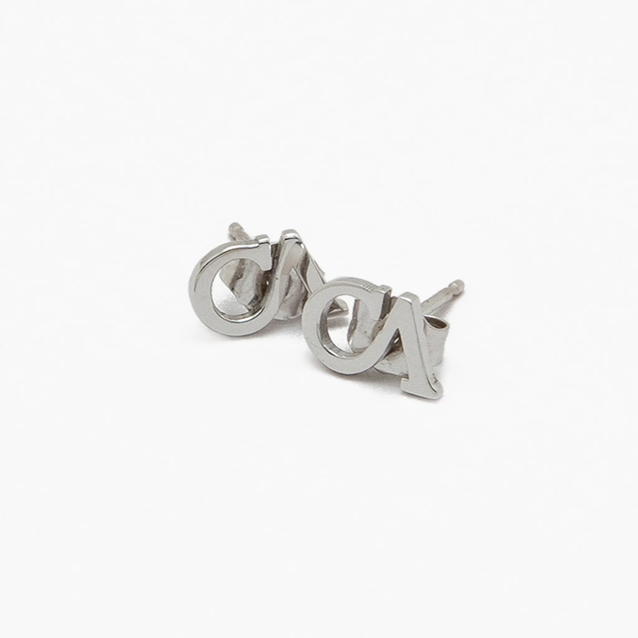 CA "CA" 18 Karat White Gold Stud Earrings