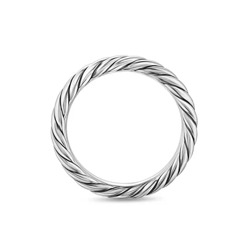 Cable Band Ring in Sterling Silver, 3.4mm, Size 7