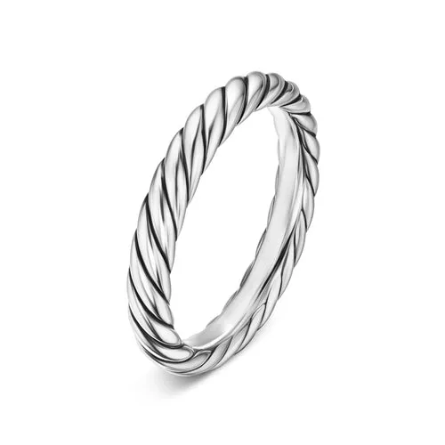 Cable Band Ring in Sterling Silver, 3.4mm, Size 7