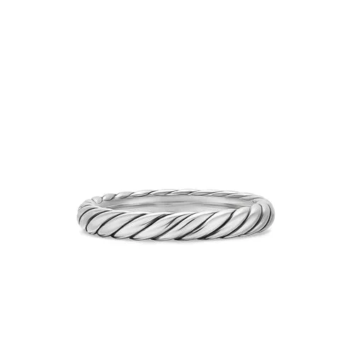 Cable Band Ring in Sterling Silver, 3.4mm, Size 7