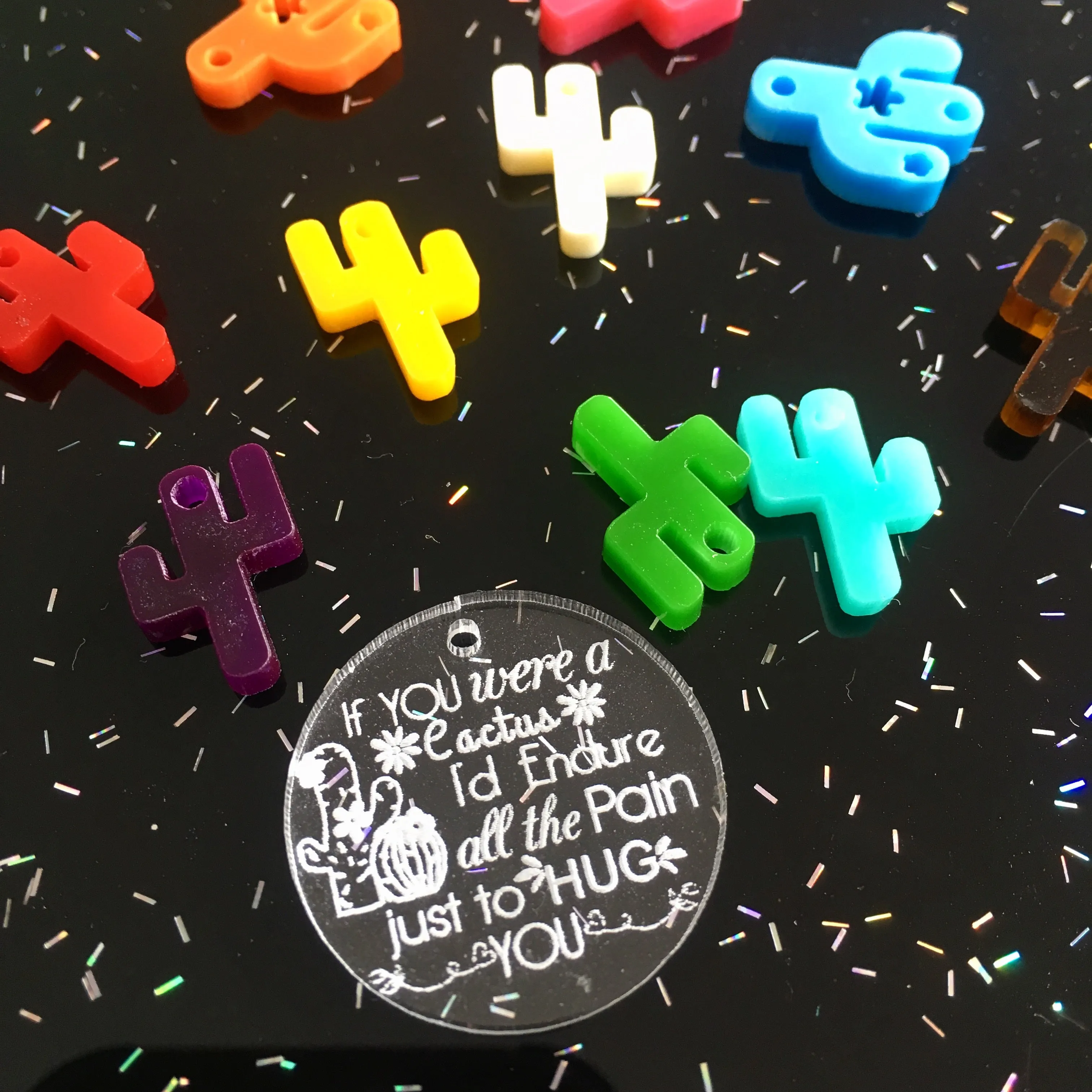 Cactus Love Quotes / 10 Pieces, 25mm