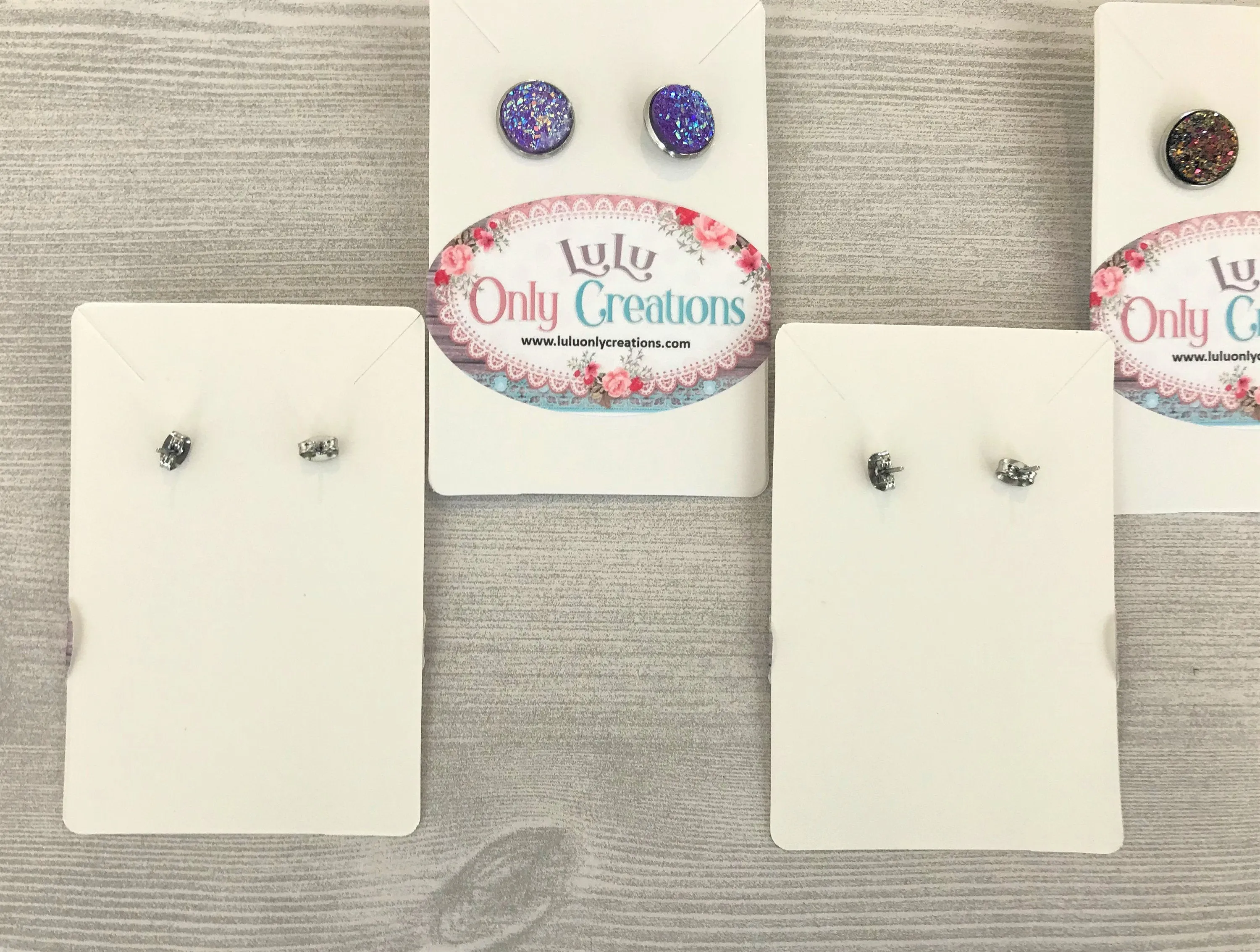 Cameo Faux Druzy Cabochon Stud Earrings