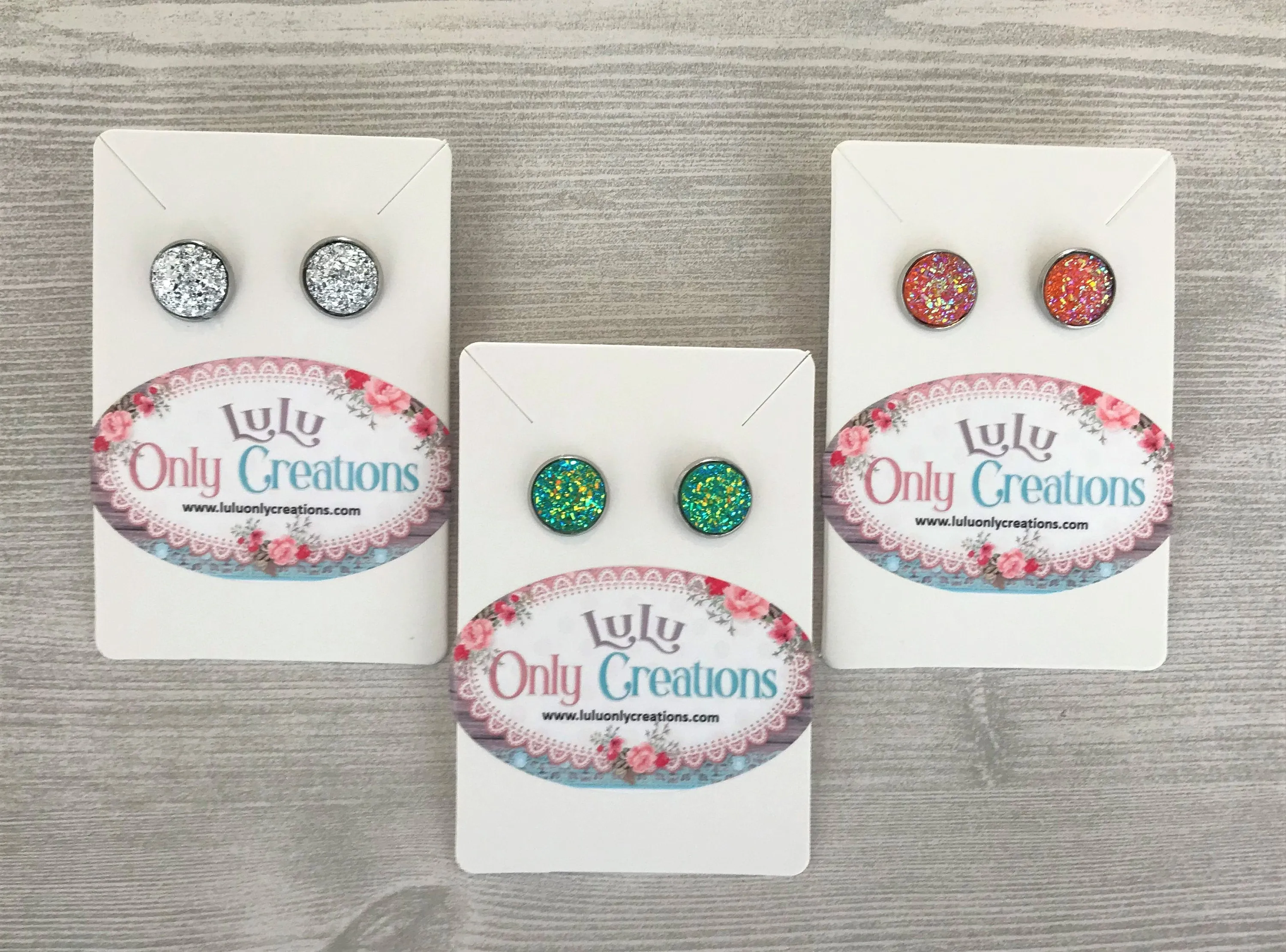 Cameo Faux Druzy Cabochon Stud Earrings