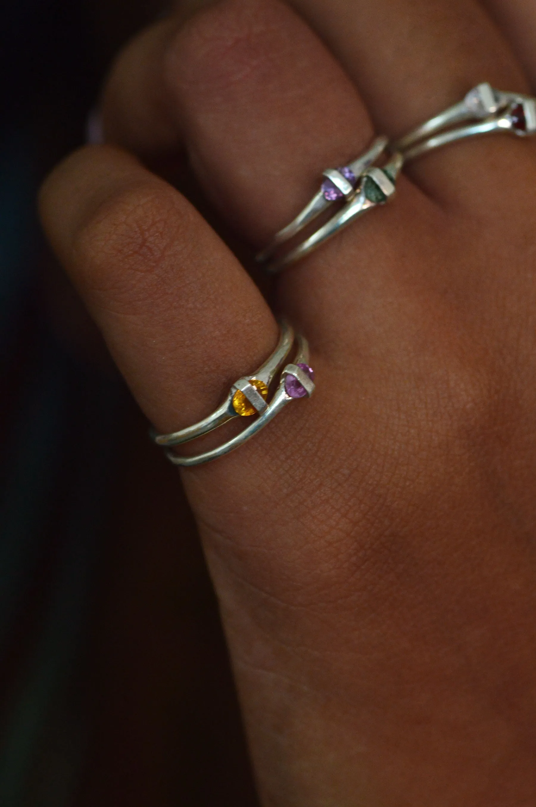 Capsule Pink Tourmaline Silver Ring