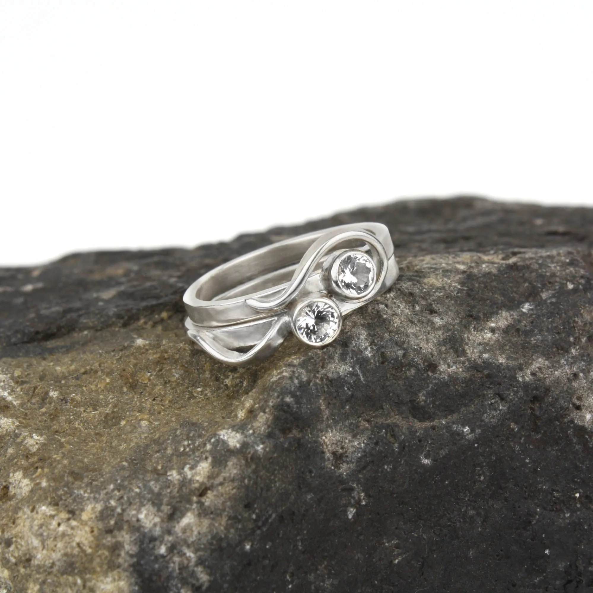 Cascade Ring with White Sapphire